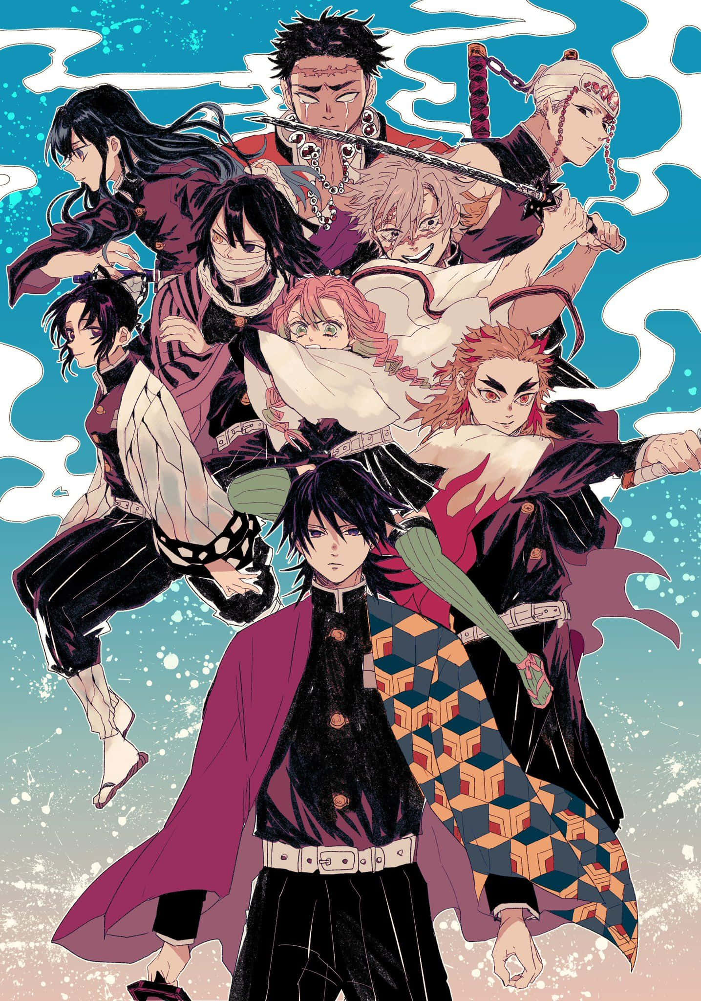 Demon Slayer, manga, anime illustration, Full HD Phone Wallpaper