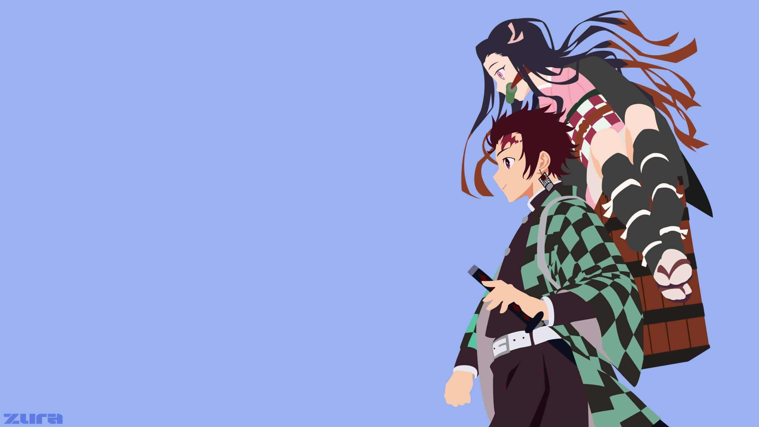 Demon Slayer, anime characters, traditional attire, 2K Desktop Wallpaper