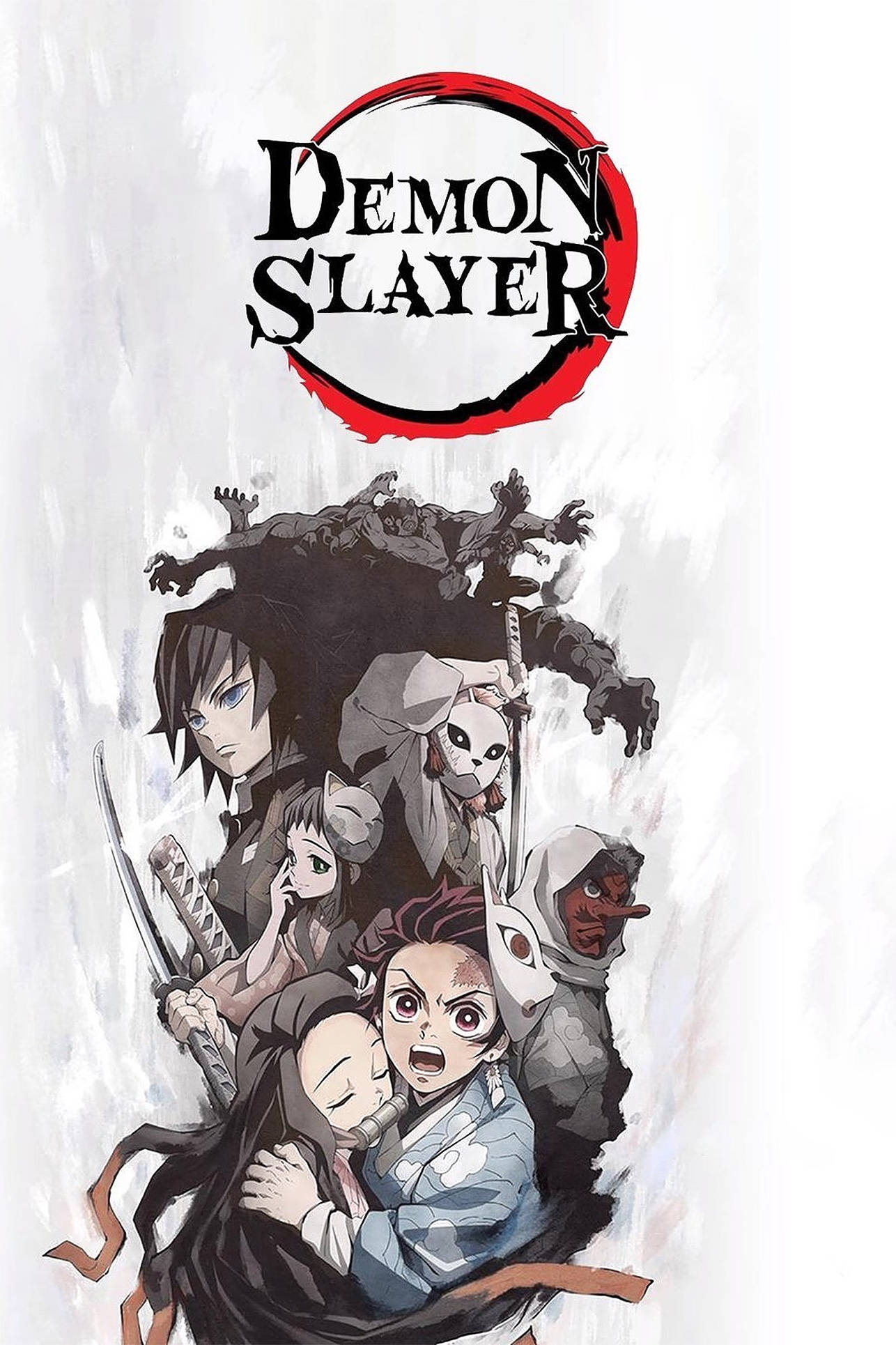 Demon Slayer, red moon logo, anime pose, Full HD Phone Wallpaper