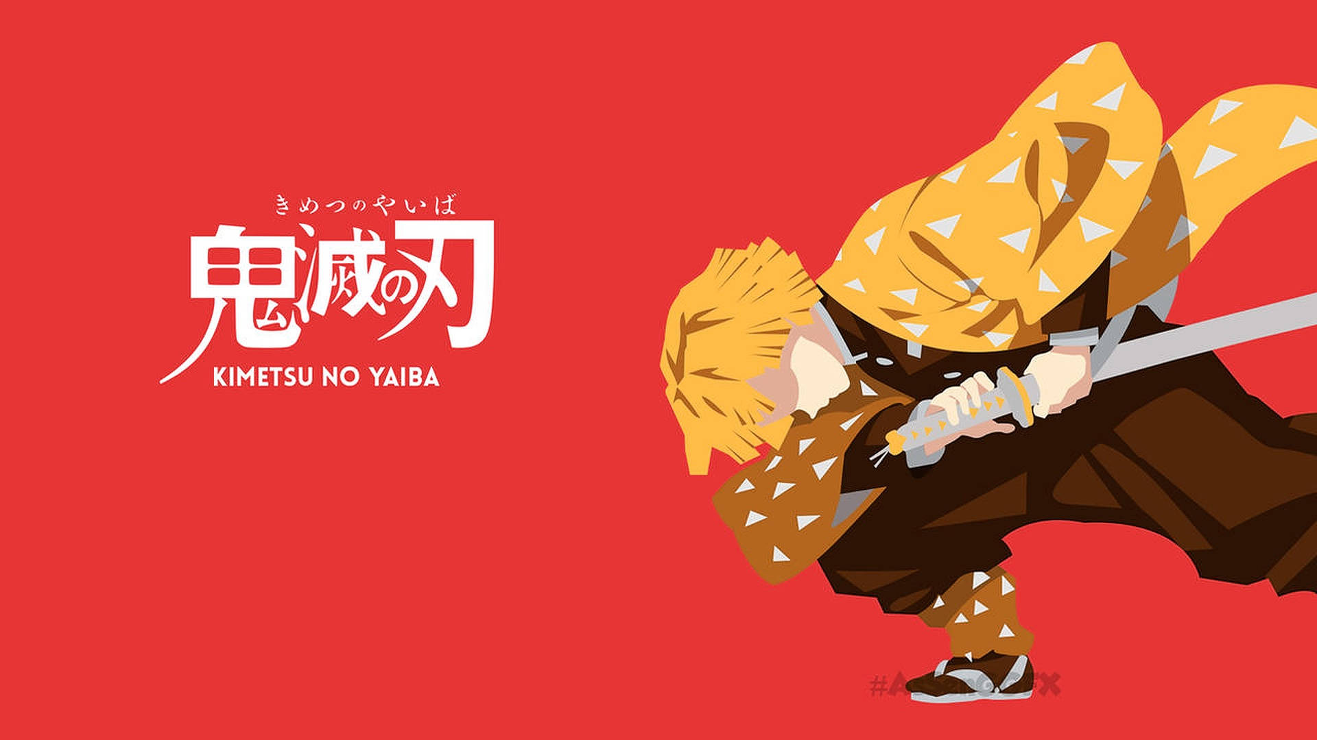 Demon Slayer Logo, yellow patterned haori, sword, Full HD Desktop Wallpaper