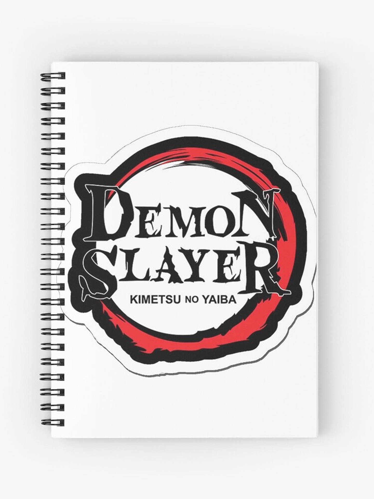 Demon Slayer Logo, white spiral notebook, bold red and black, Full HD Phone Wallpaper
