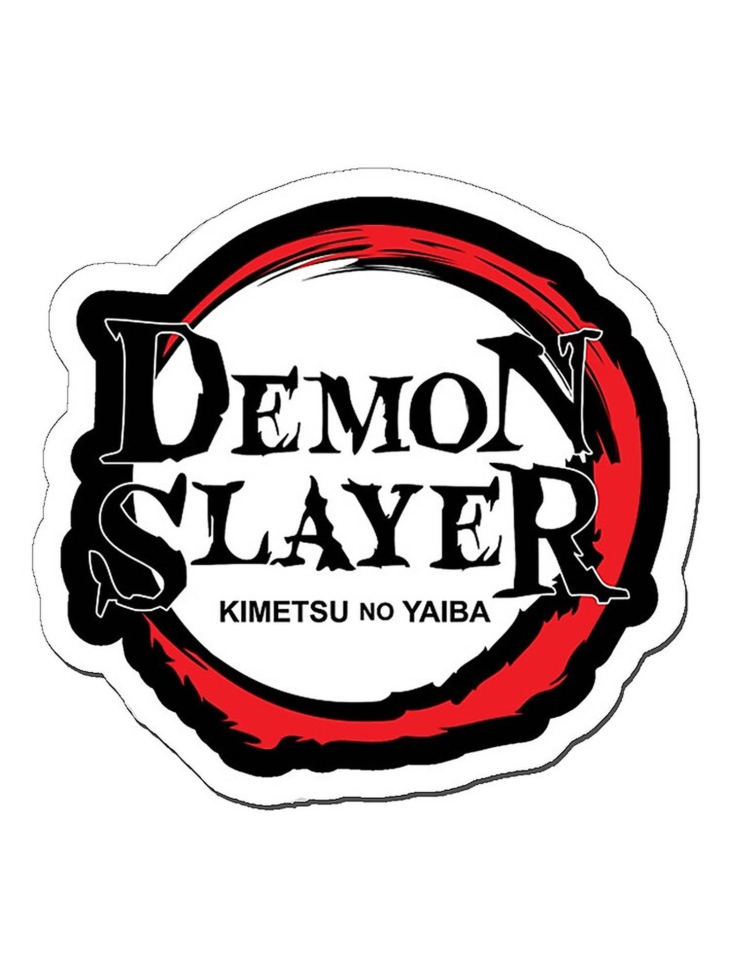 Demon Slayer Logo, black and red, jagged brushstroke border, Full HD Phone Wallpaper