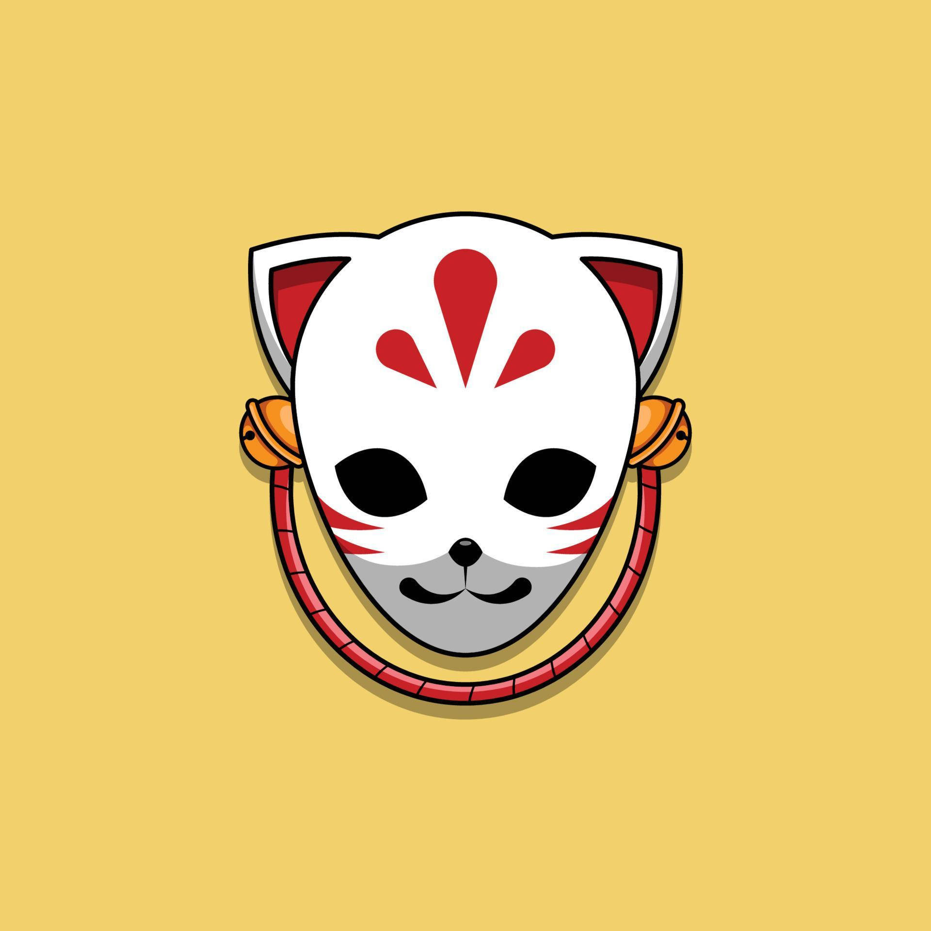 Demon Slayer, white fox mask, red markings, Full HD Desktop Wallpaper