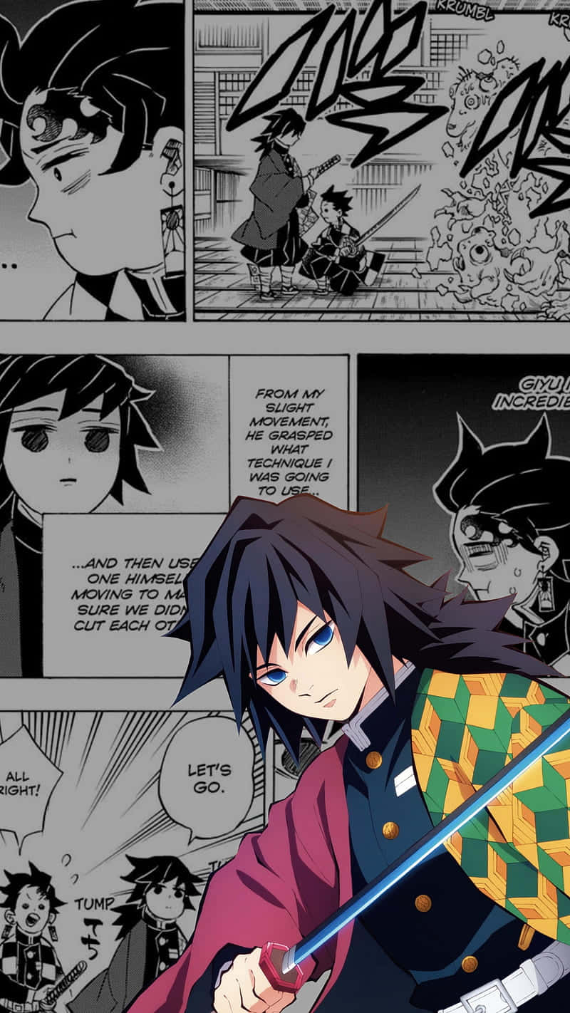 Demon Slayer Manga, swordsman, green and yellow checkered haori, HD Phone Wallpaper