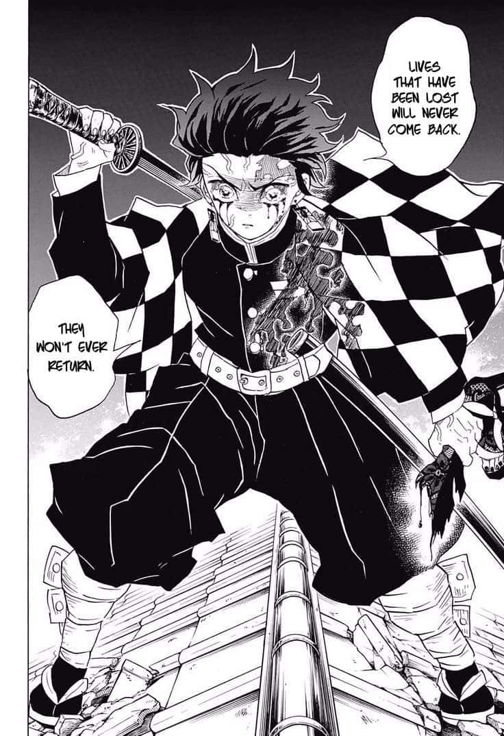 Demon Slayer Manga Panels, solemn warrior, checkered cloak, SD Phone Wallpaper