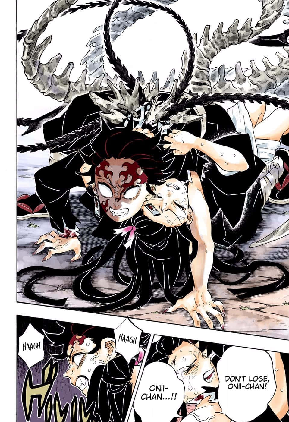 Demon Slayer Manga, intense battle scene, demonic figure, HD Phone Wallpaper
