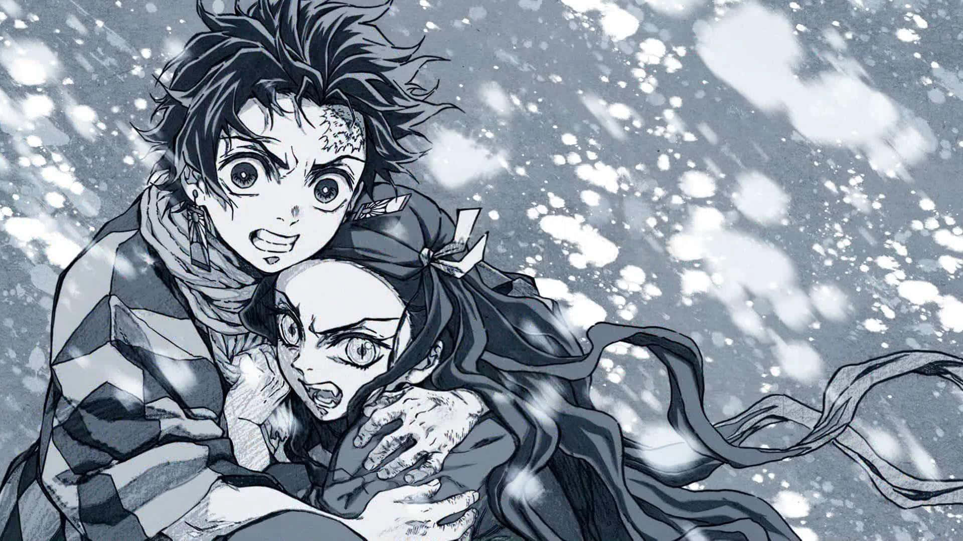 Demon Slayer Manga, anime characters, snowy scene, Full HD Desktop Wallpaper