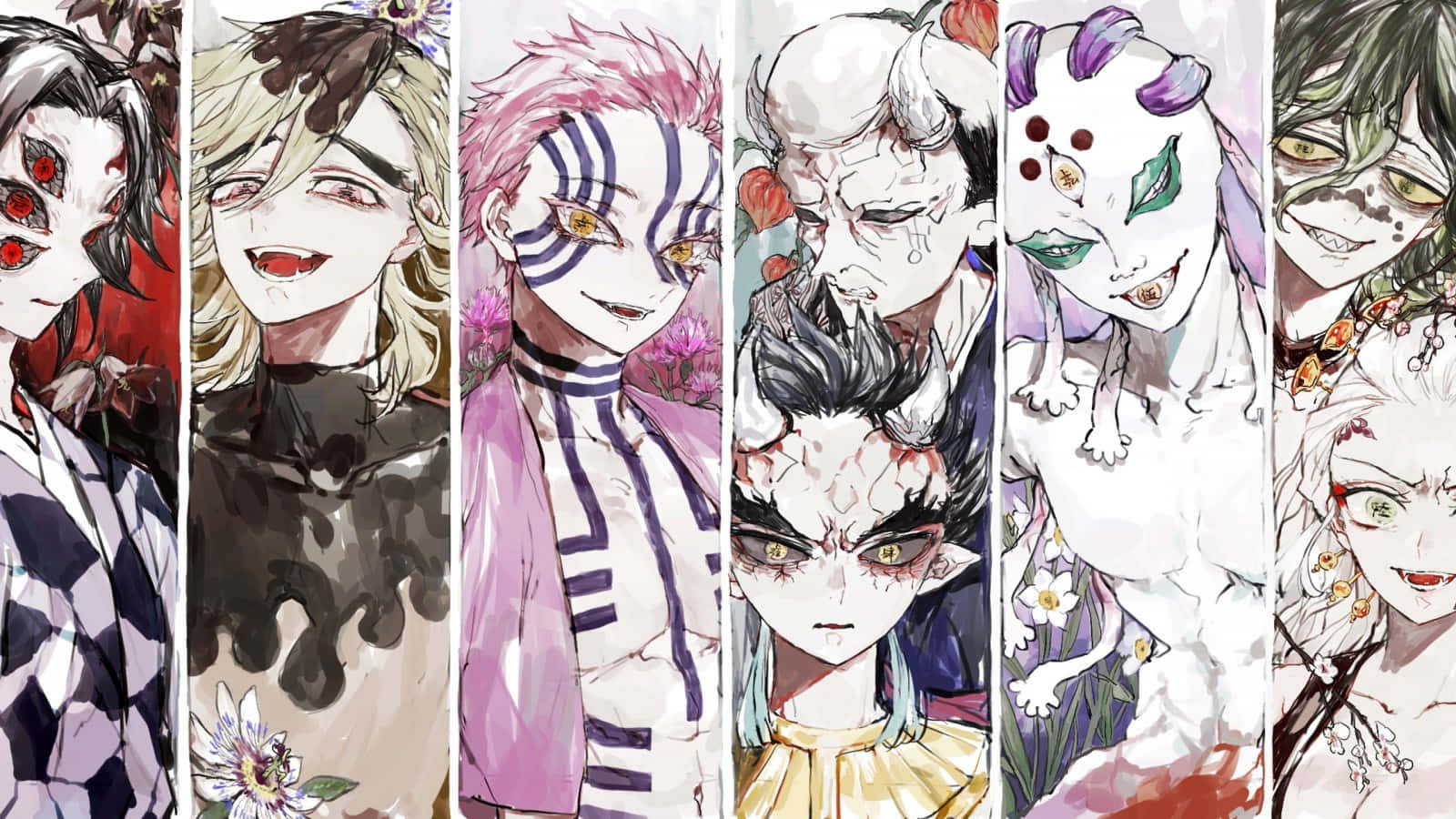 Demon Slayer Manga, anime characters, demonic features, HD Desktop Wallpaper