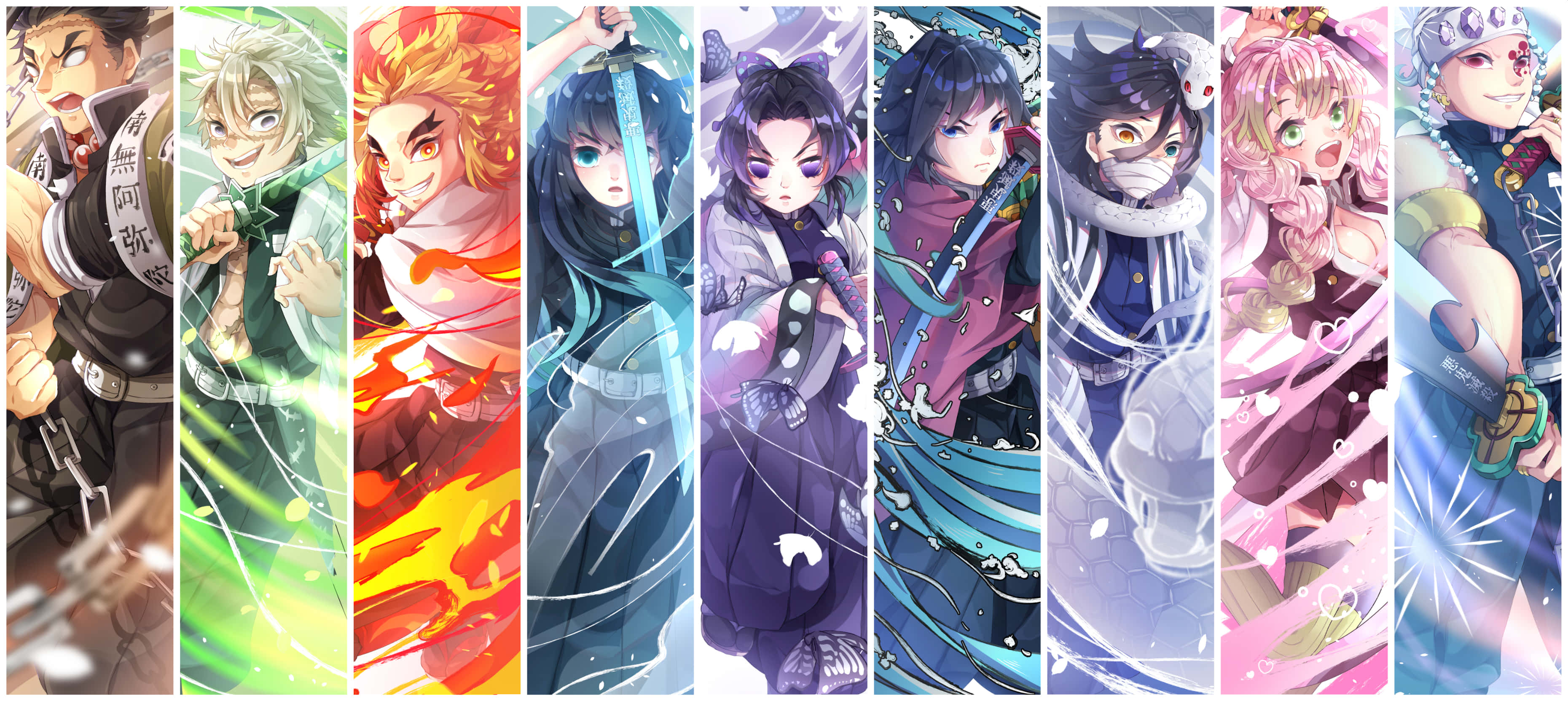 Demon Slayer Manga, anime characters, vertical banners, 2K Desktop Wallpaper