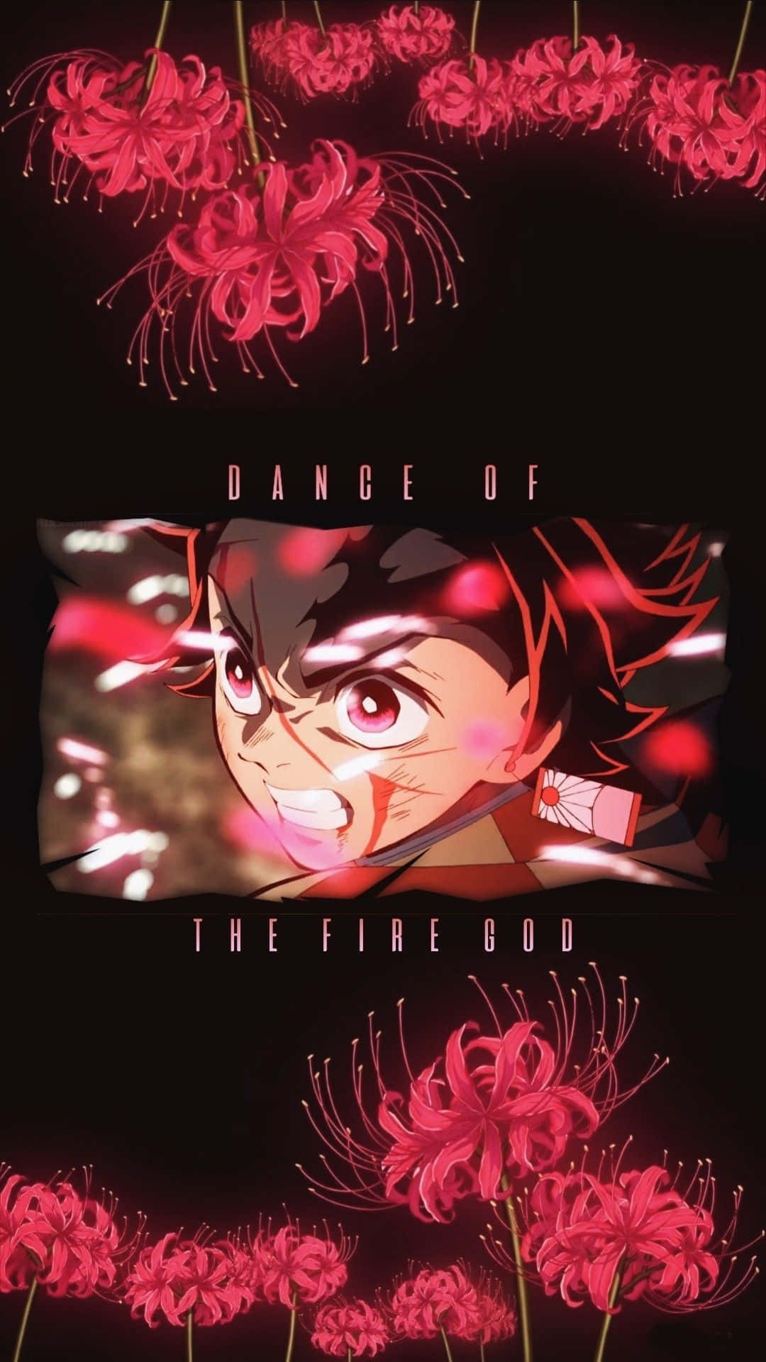Demon Slayer Manga, fiery anime character, glowing red spider lilies, Full HD Phone Wallpaper