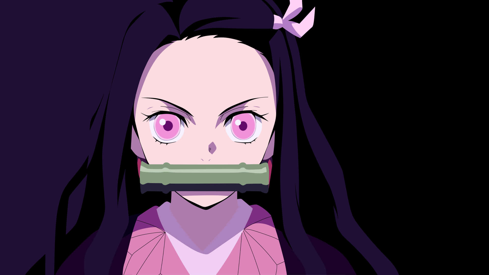 Demon Slayer Minimalist, purple eyes, long dark hair, Full HD Desktop Wallpaper