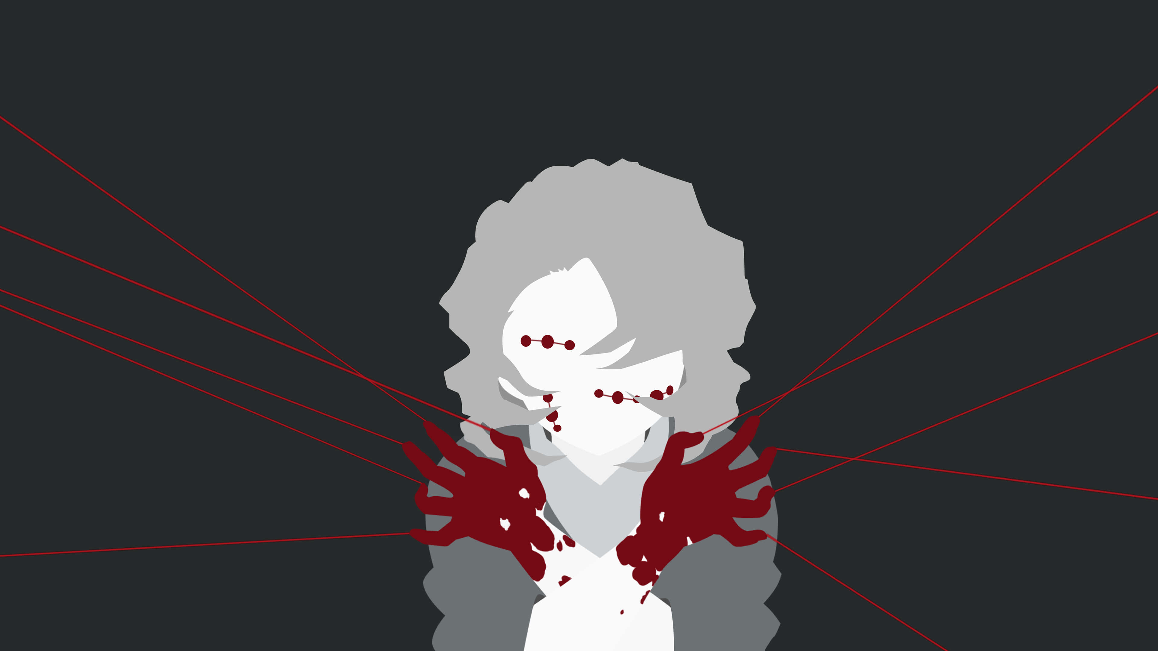 Demon Slayer Minimalist, white figure, grey hair, 4K Desktop Wallpaper