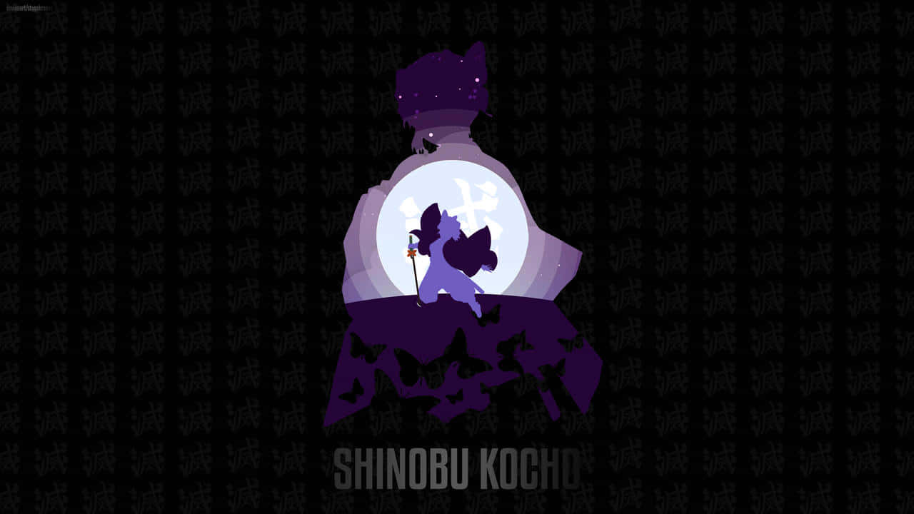 Demon Slayer Minimalist, purple cat silhouette, glowing moon, HD Desktop Wallpaper