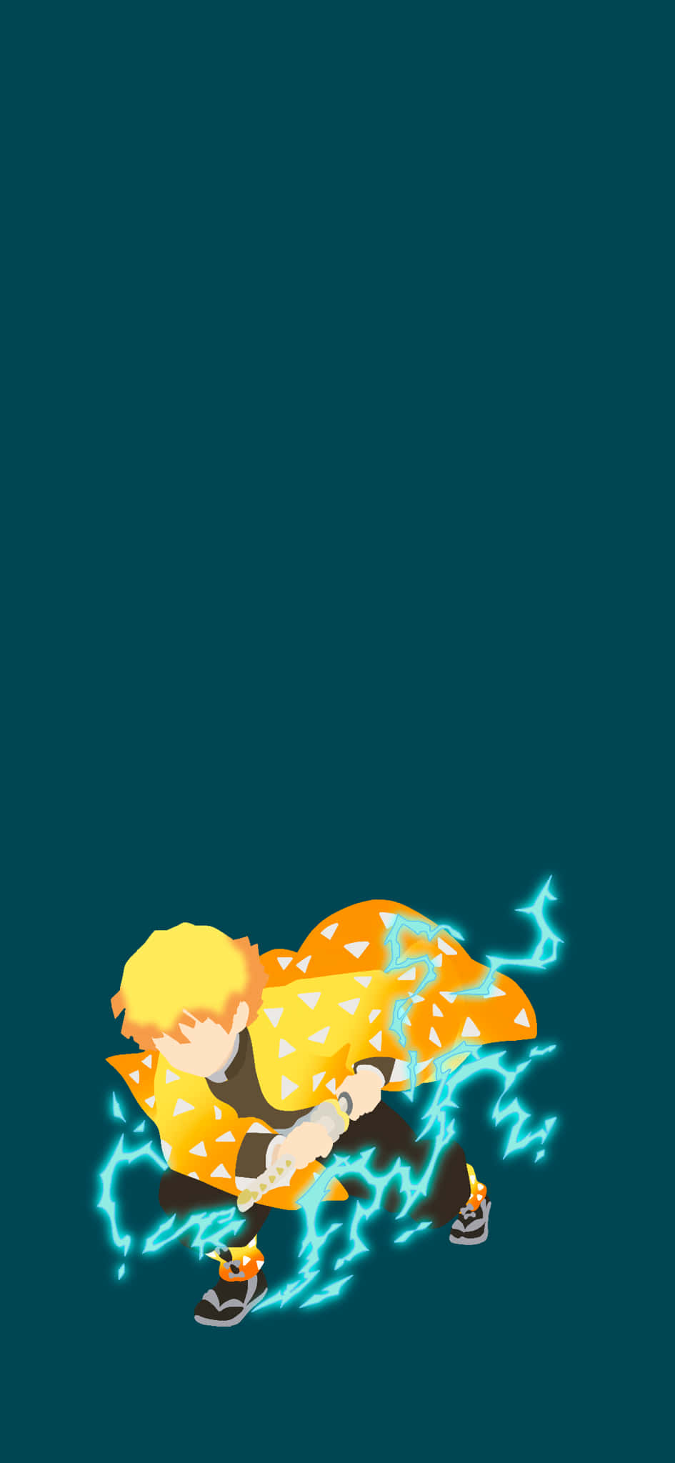 Demon Slayer Minimalist, blonde hair, orange coat, Full HD Phone Wallpaper