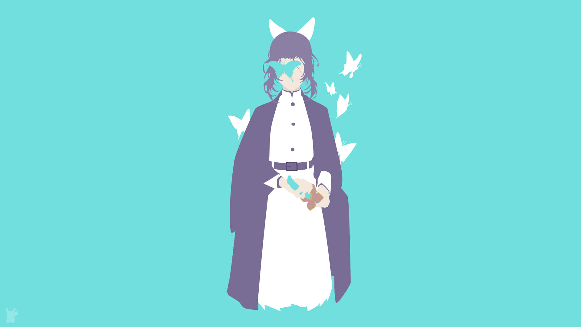 Demon Slayer Minimalist, anime girl, cat ears, Full HD Desktop Wallpaper