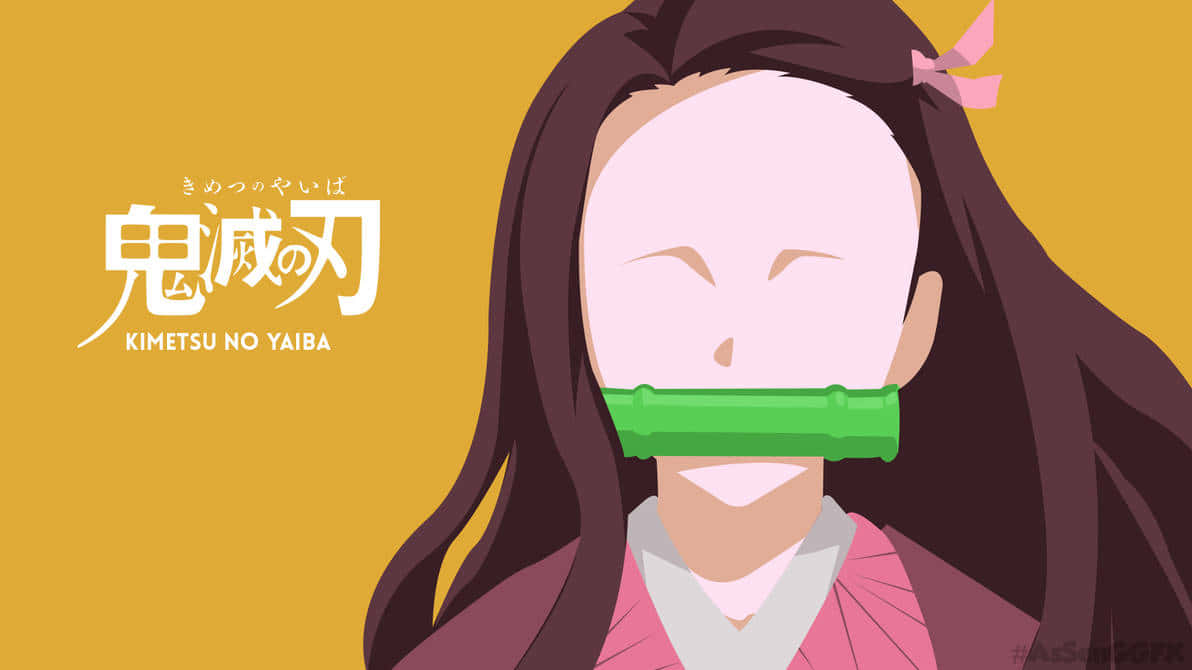 Demon Slayer Minimalist, anime girl, long dark hair, SD Desktop Wallpaper