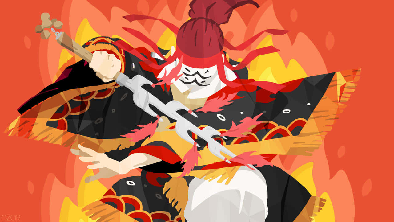 Demon Slayer, red and black armor, sword, HD Desktop Wallpaper