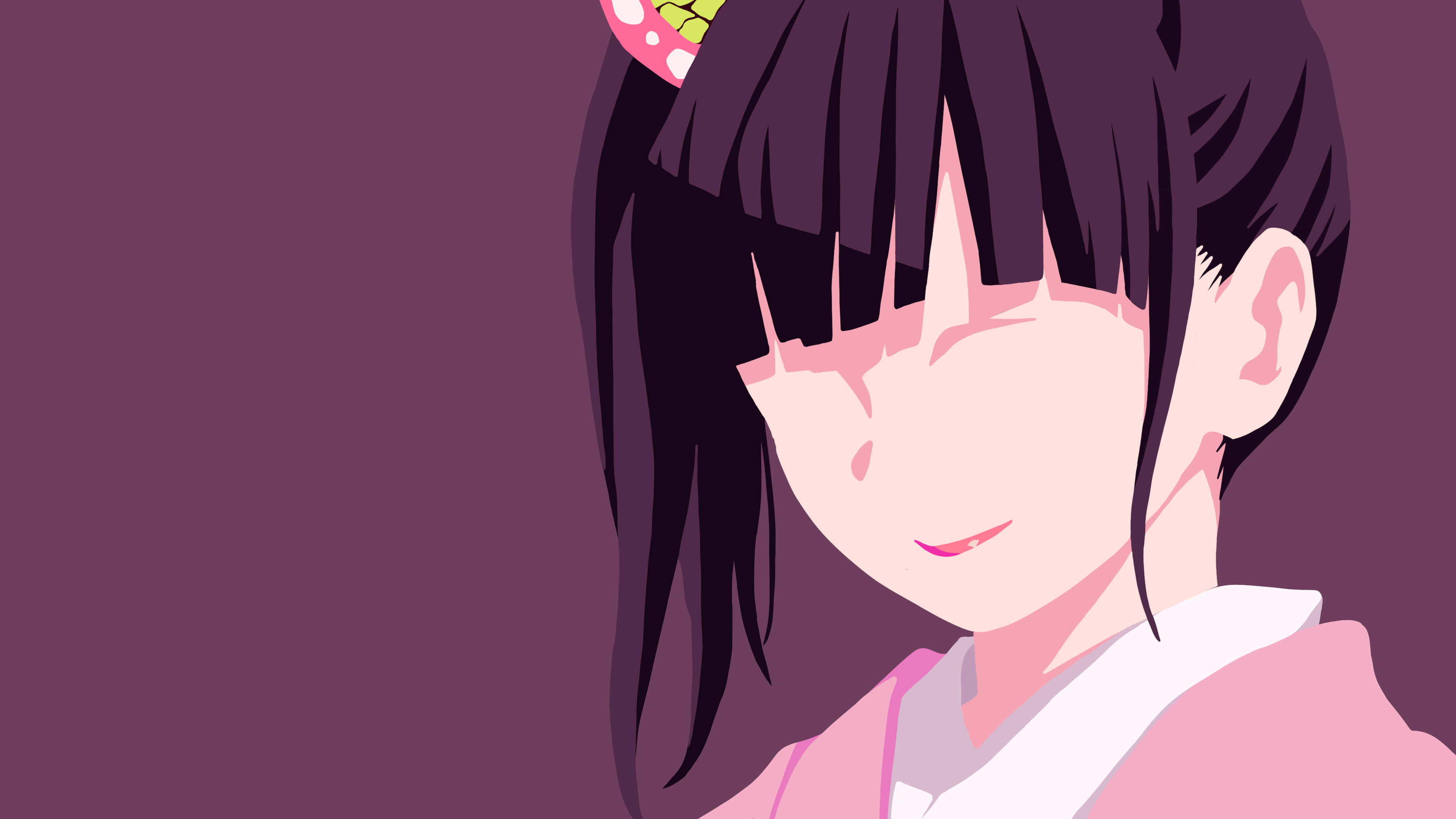 Demon Slayer, minimalist style, anime girl, 4K Desktop Wallpaper