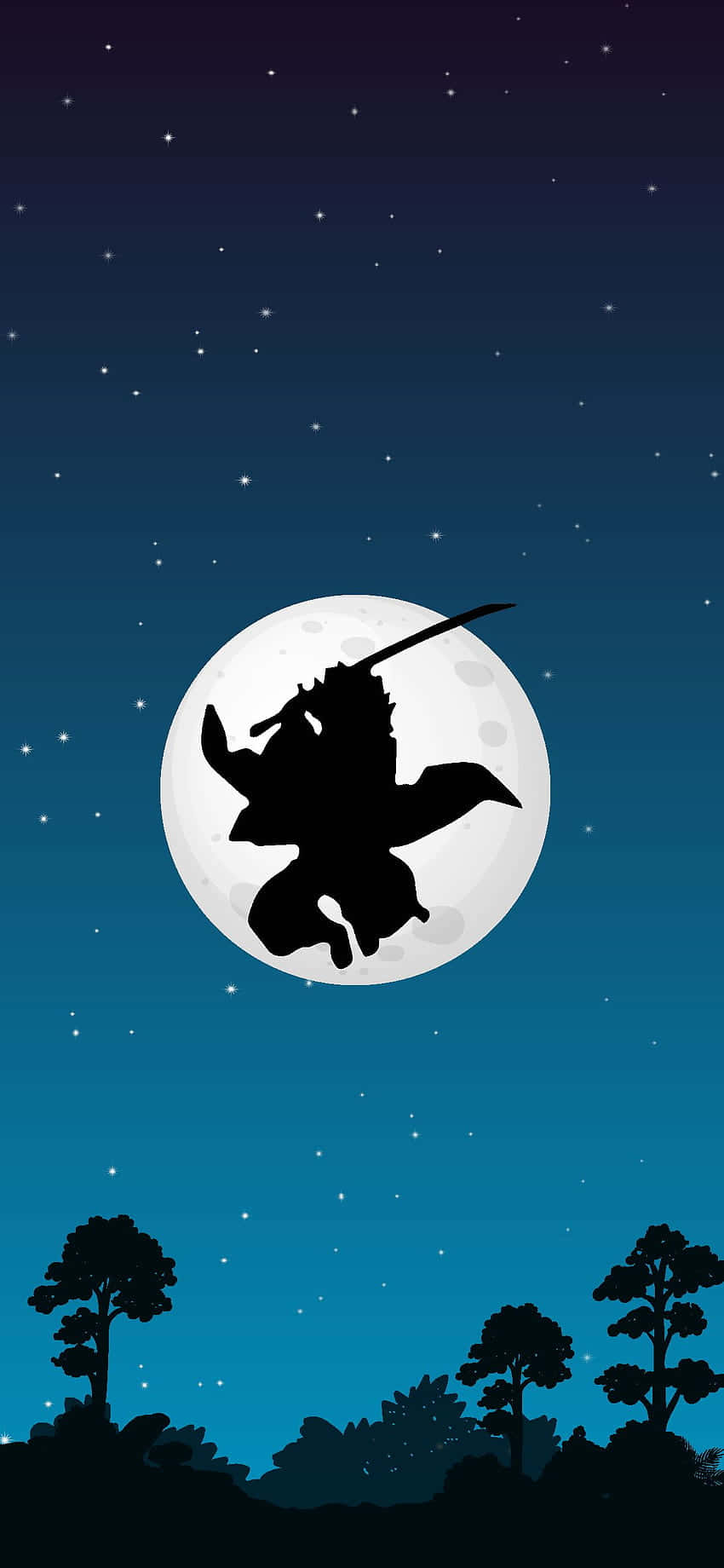 Demon Slayer, samurai warrior, flying fox silhouette, HD Phone Wallpaper