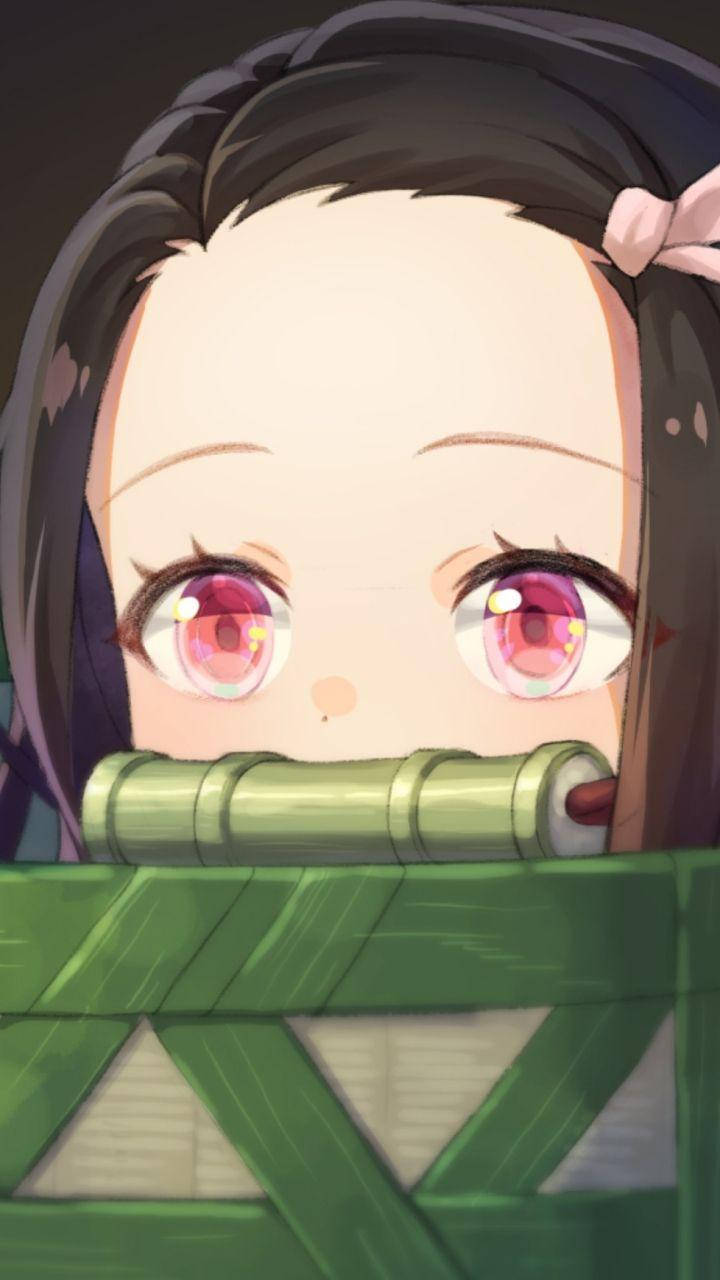 Demon Slayer, Nezuko, pink eyes, HD Phone Wallpaper