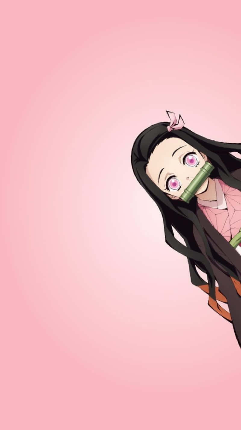 Nezuko, Demon Slayer, pink aesthetic, HD Phone Wallpaper