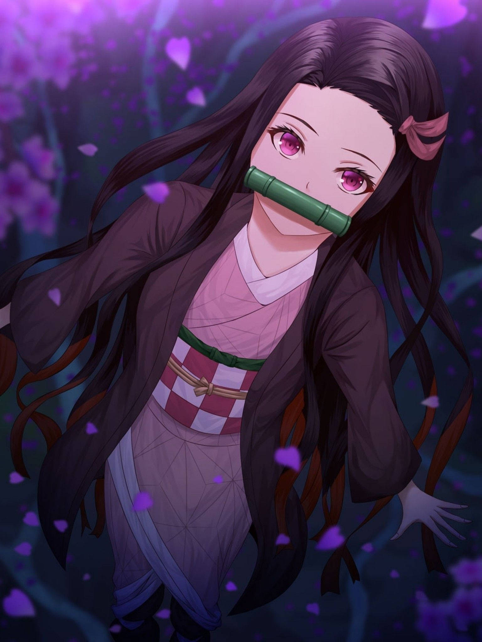 Demon Slayer, Nezuko, cute outfit, Full HD Phone Wallpaper