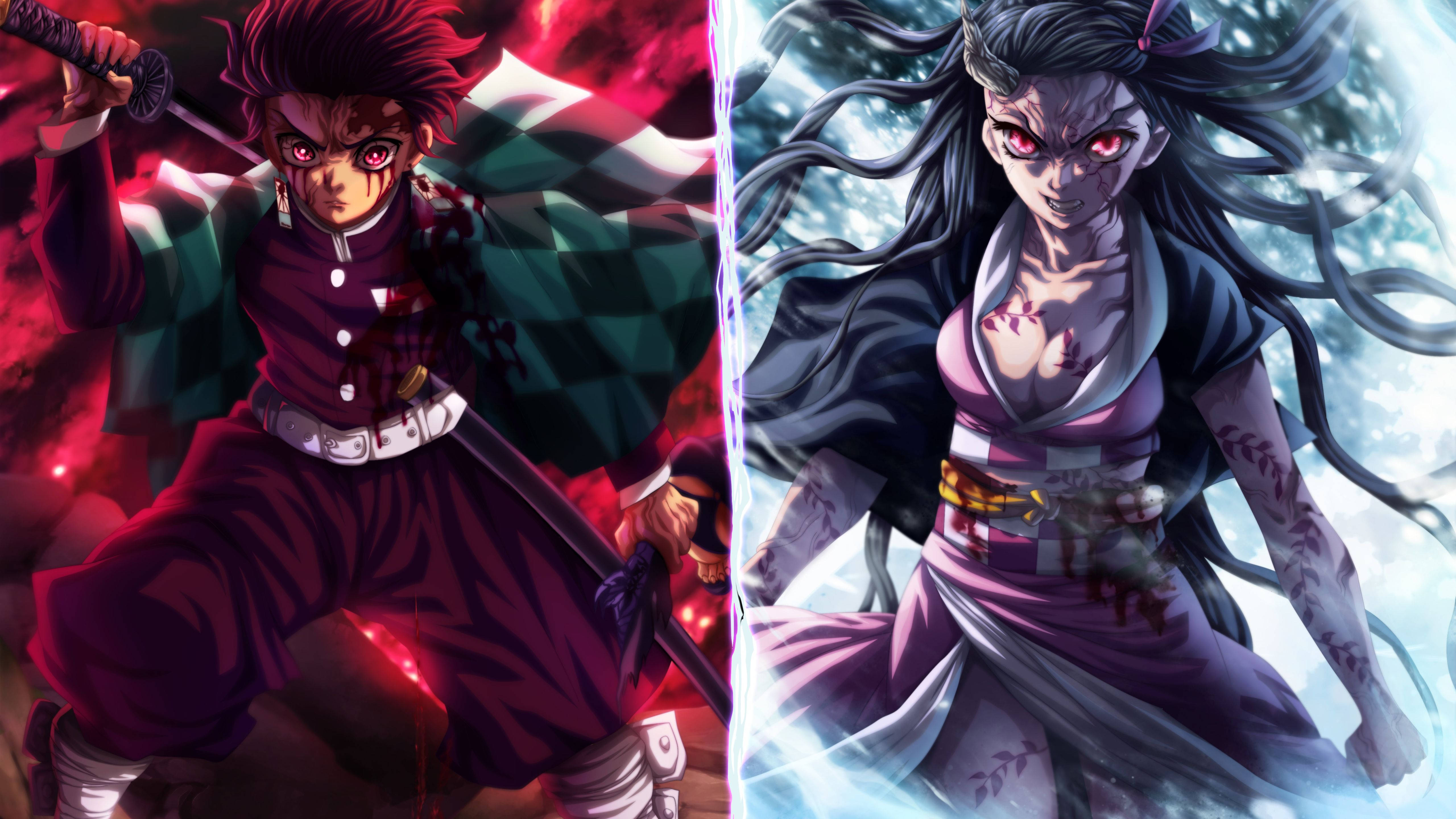 Demon Slayer, Nezuko, red aura, 5K Desktop Wallpaper