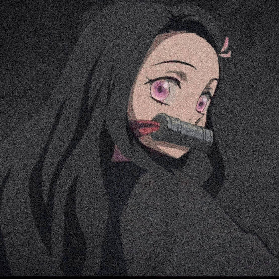 Nezuko, pink eyes, microphone, SD Desktop Wallpaper