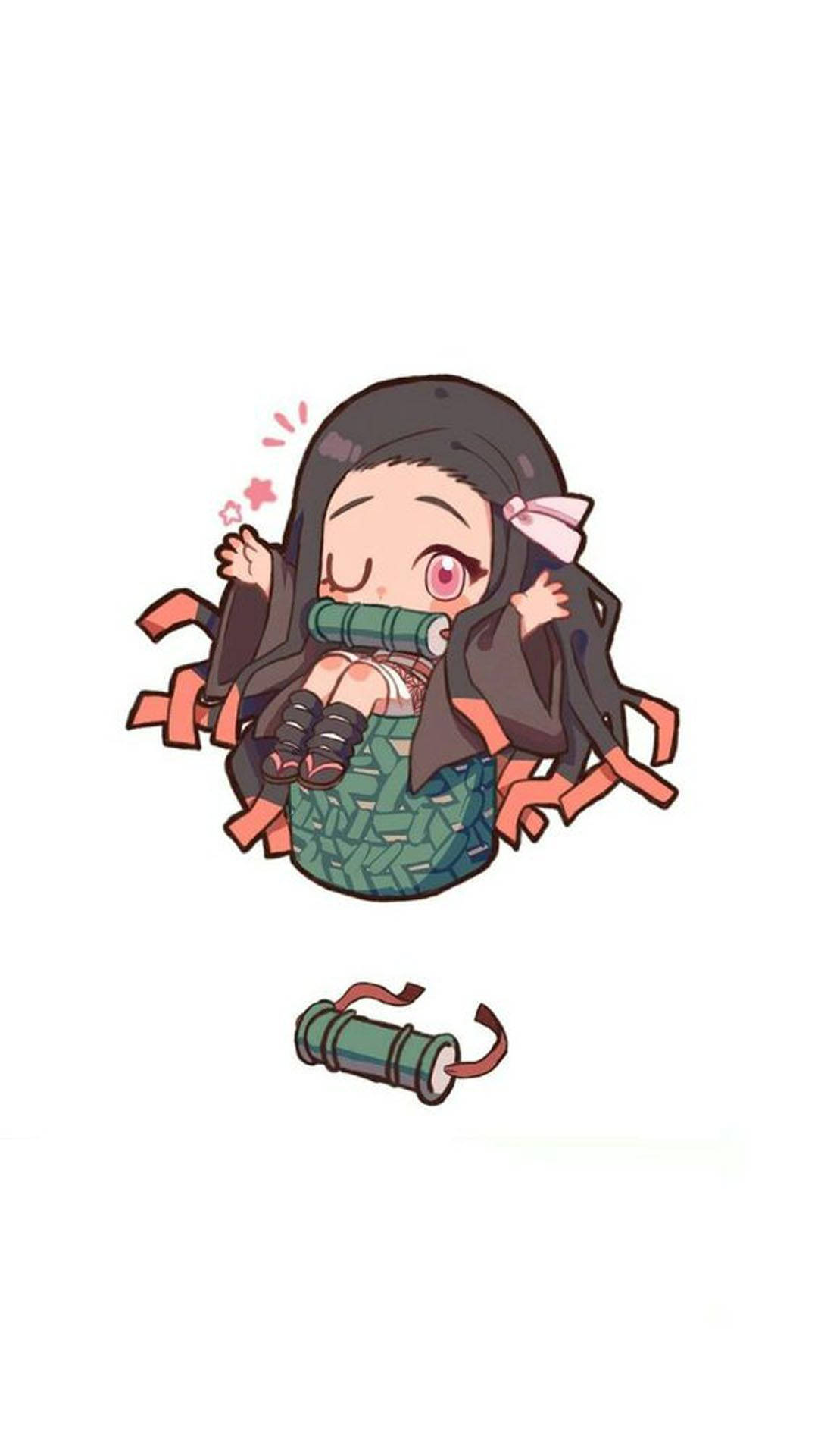 Demon Slayer, Nezuko, chibi anime girl, Full HD Phone Wallpaper
