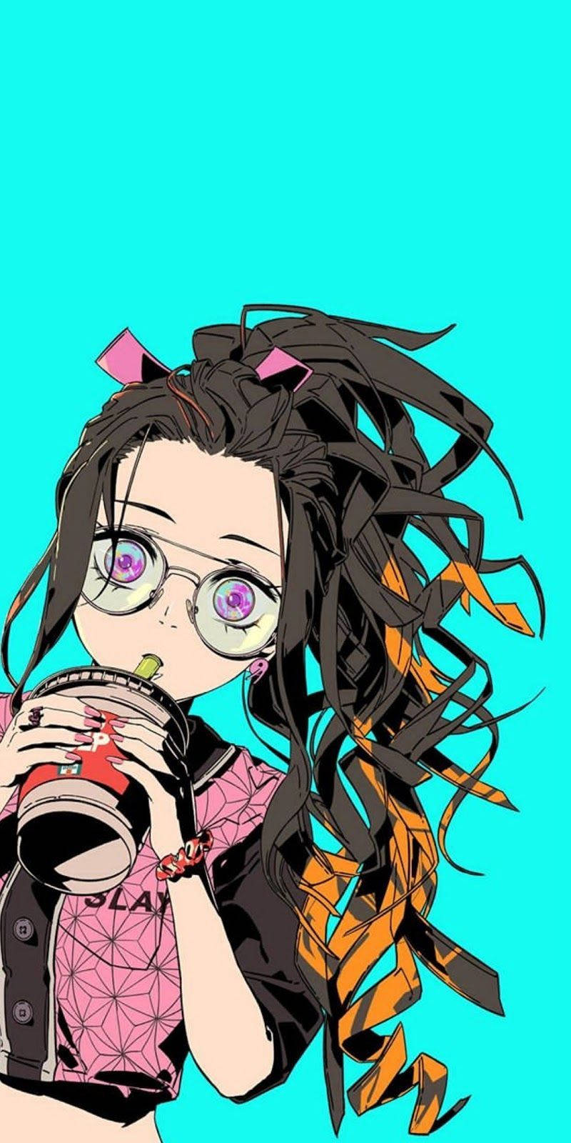 Demon Slayer, Nezuko, black and orange hair, HD Phone Wallpaper