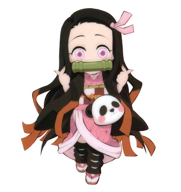 Demon Slayer, Nezuko, bamboo gag, SD Phone Wallpaper