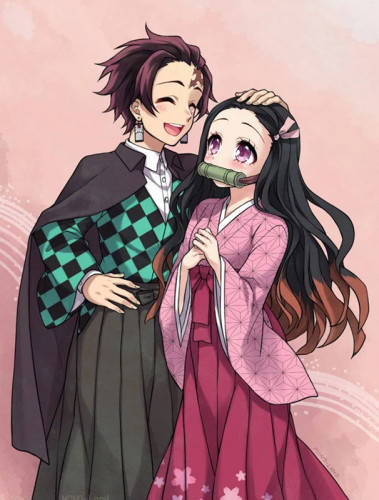Demon Slayer, Nezuko, brother, SD Phone Wallpaper