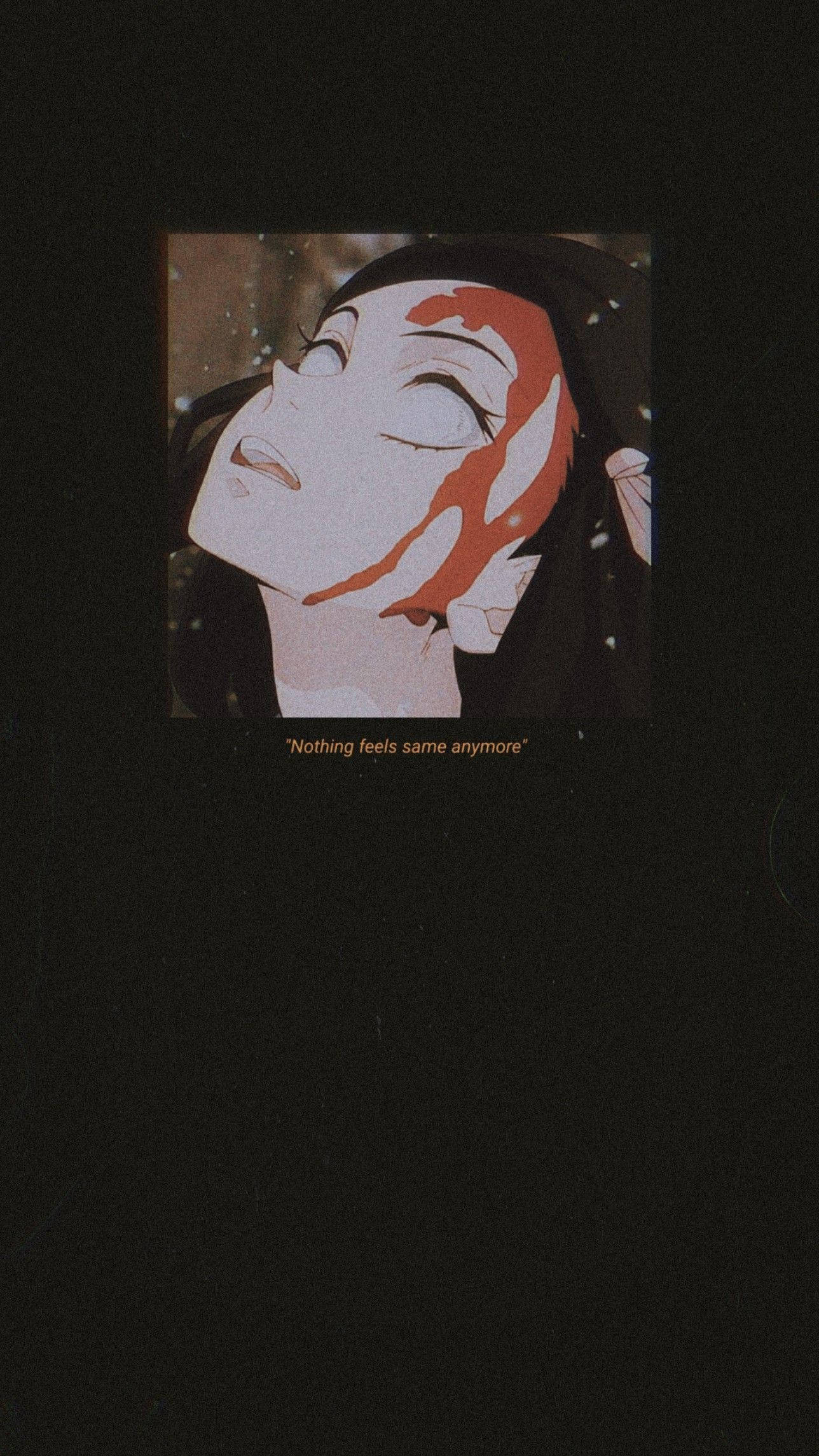 Nezuko, red markings on face, dark background, Full HD Phone Wallpaper