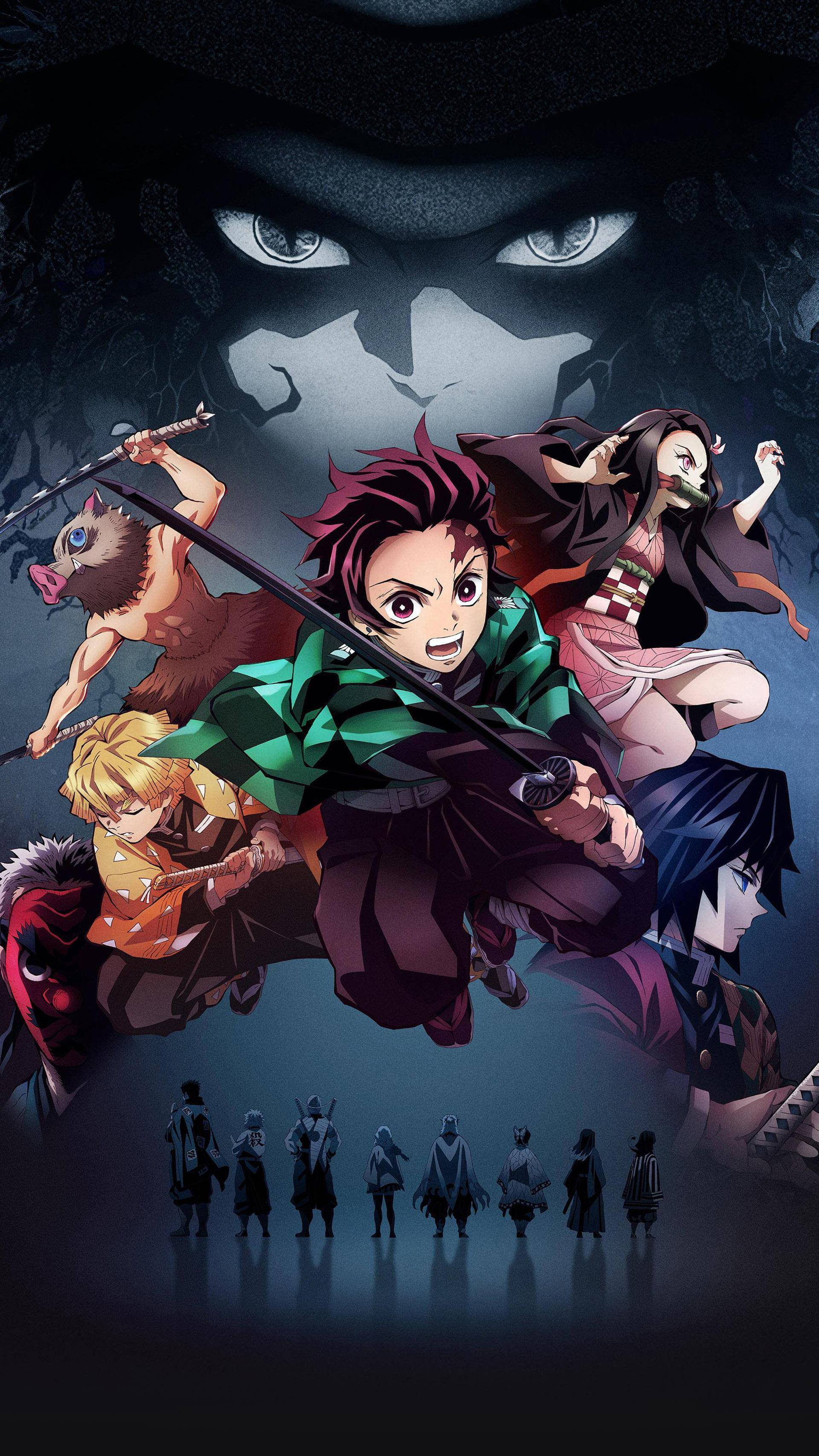 Demon Slayer PFP, Anime characters, dynamic combat poses, 2K Phone Wallpaper