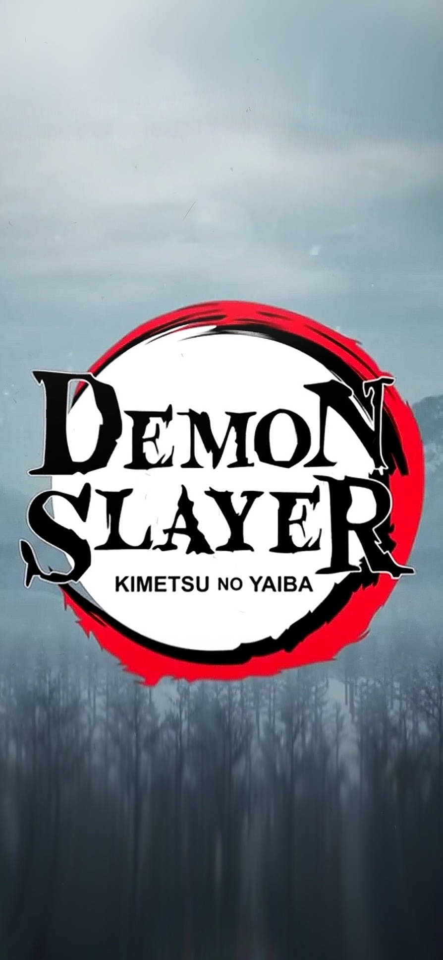 Demon Slayer, logo, red circle, Full HD Phone Wallpaper