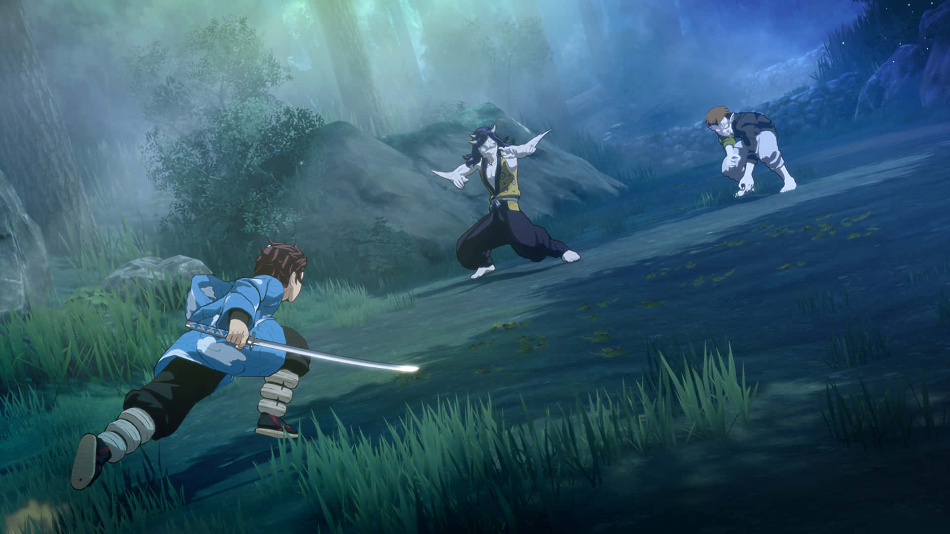 Demon Slayer, forest glade, misty forest, Full HD Desktop Wallpaper