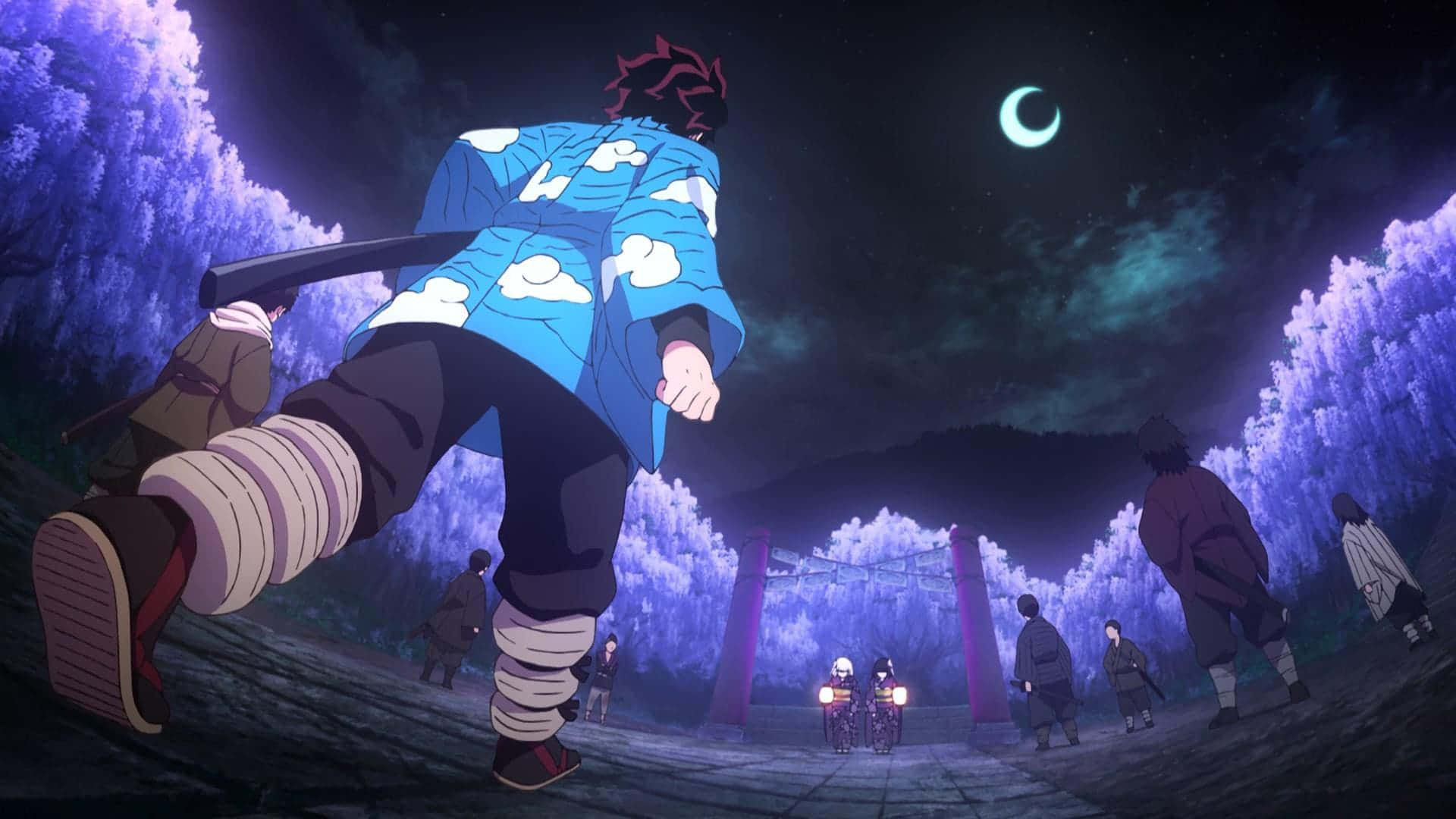 Demon Slayer, Sunset, mountains, Full HD Desktop Wallpaper