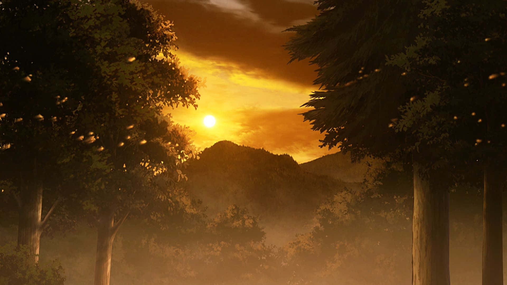 Demon Slayer, scenery, sunset, Full HD Desktop Wallpaper