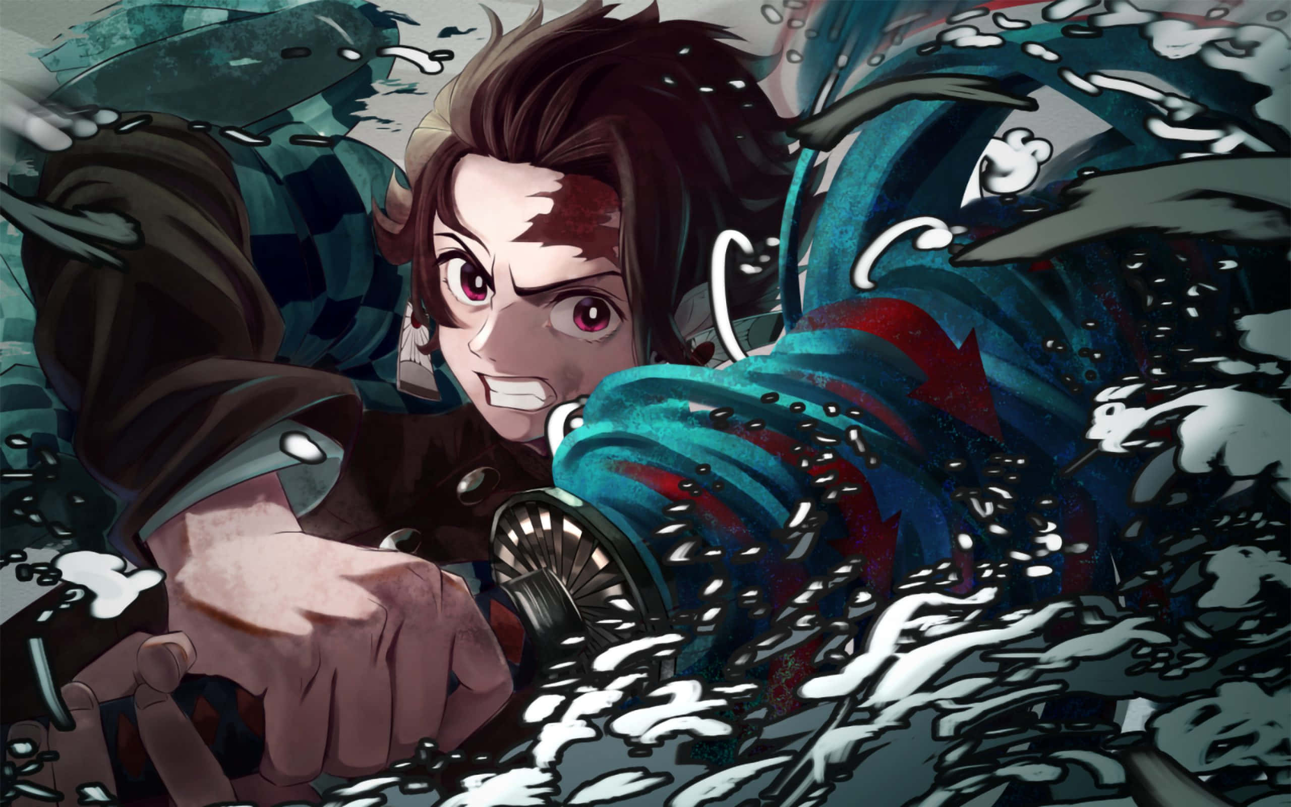 Demon Slayer Season 2, anime warrior, red eyes, 2K Desktop Wallpaper
