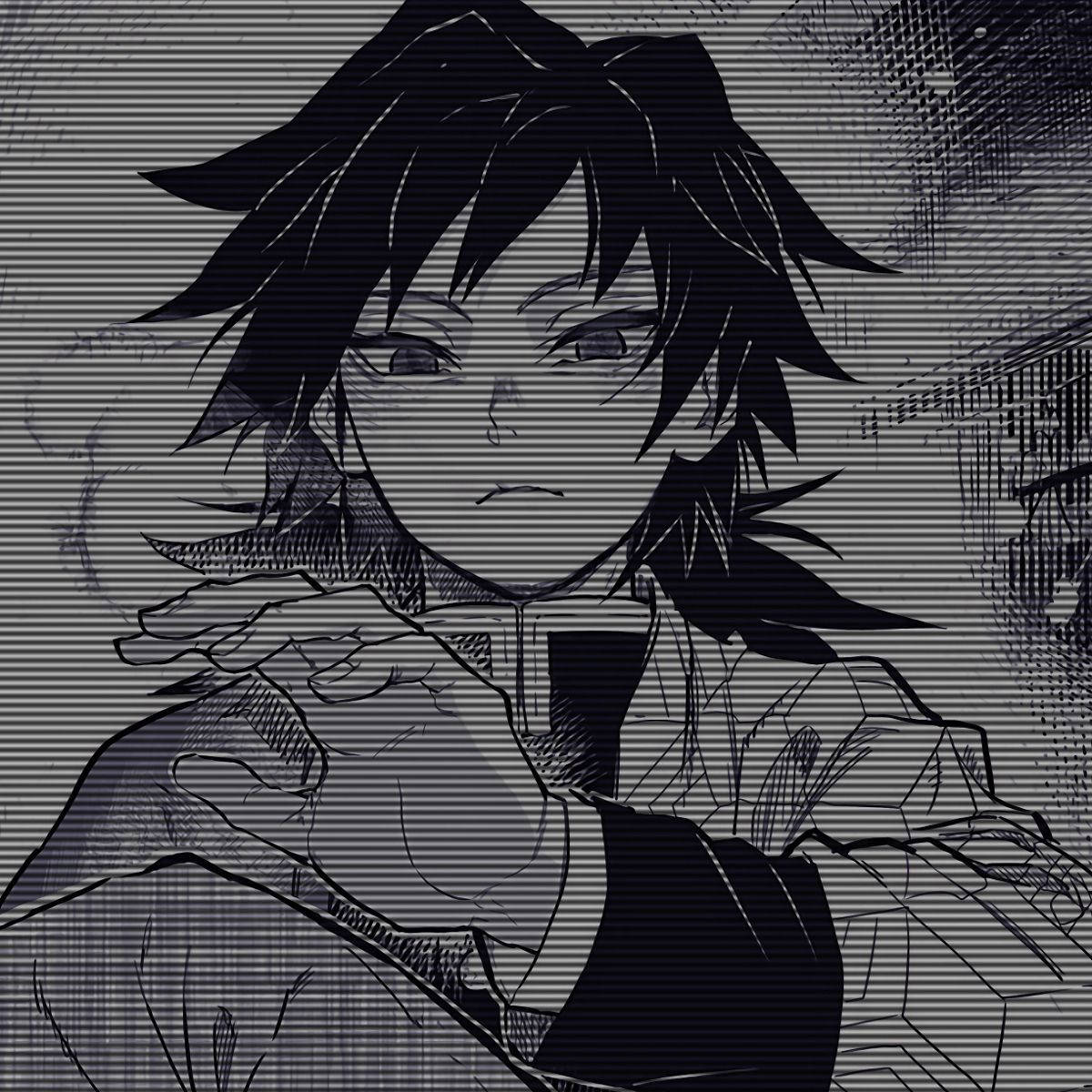 Demon Slayer, black and white, spiky hair, SD Desktop Wallpaper