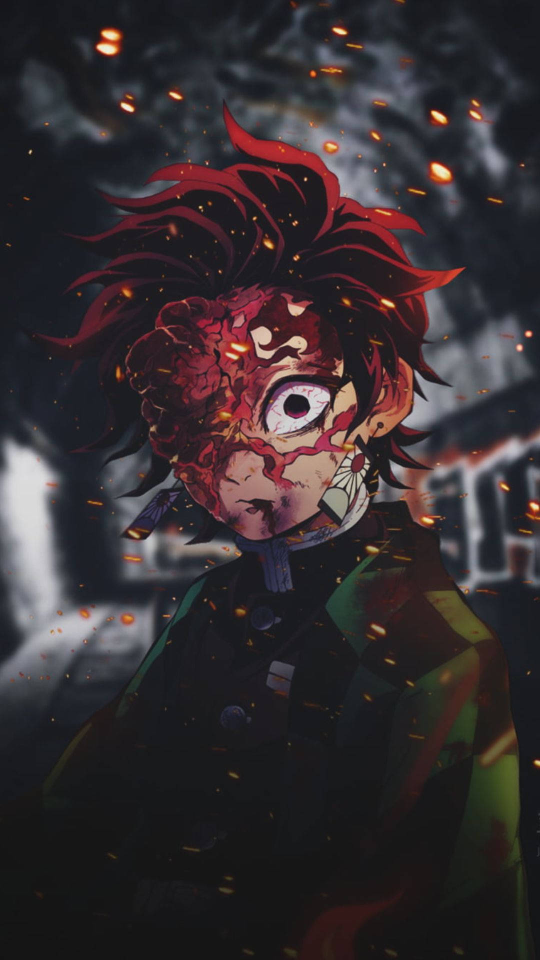 Tanjiro, Demon Slayer, fiery-haired, Full HD Phone Wallpaper