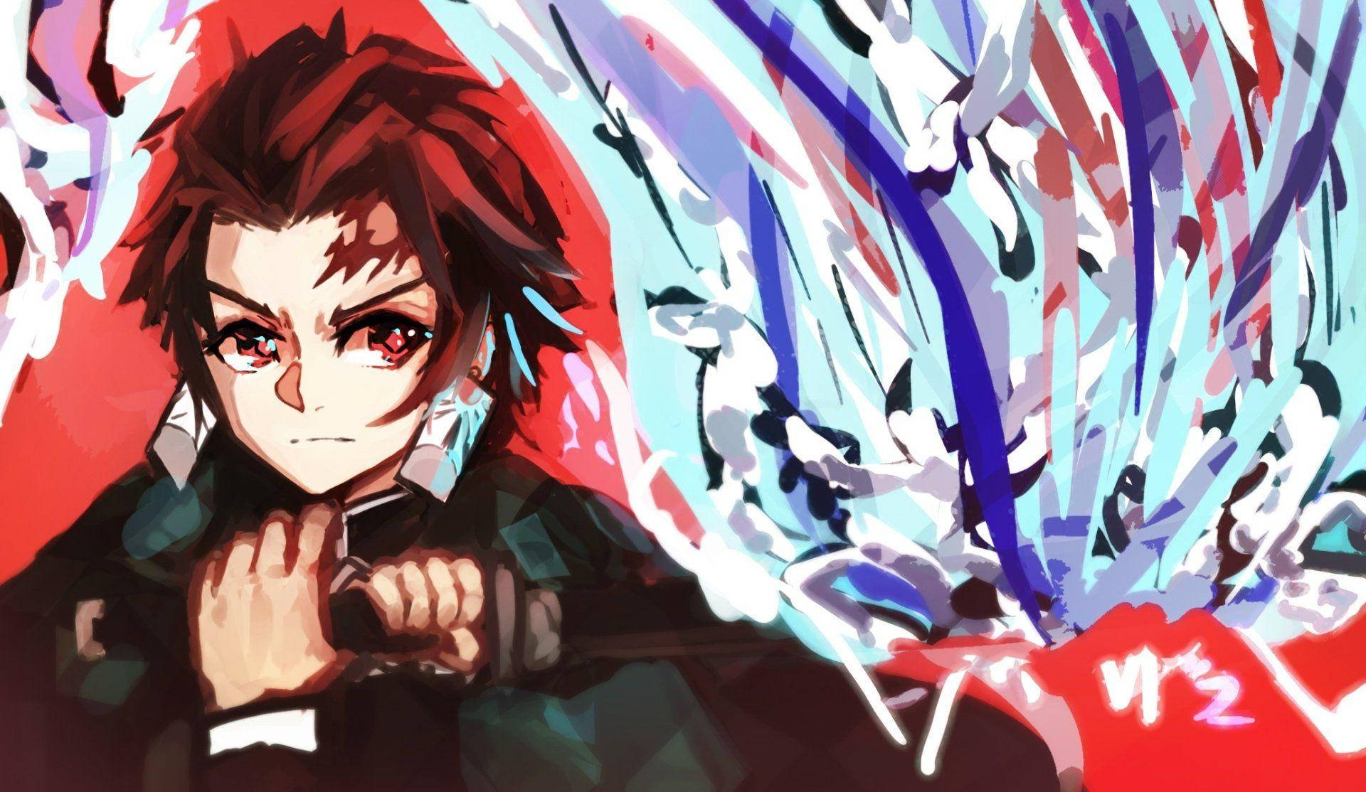 Demon Slayer, Tanjiro, red hair, Full HD Desktop Wallpaper