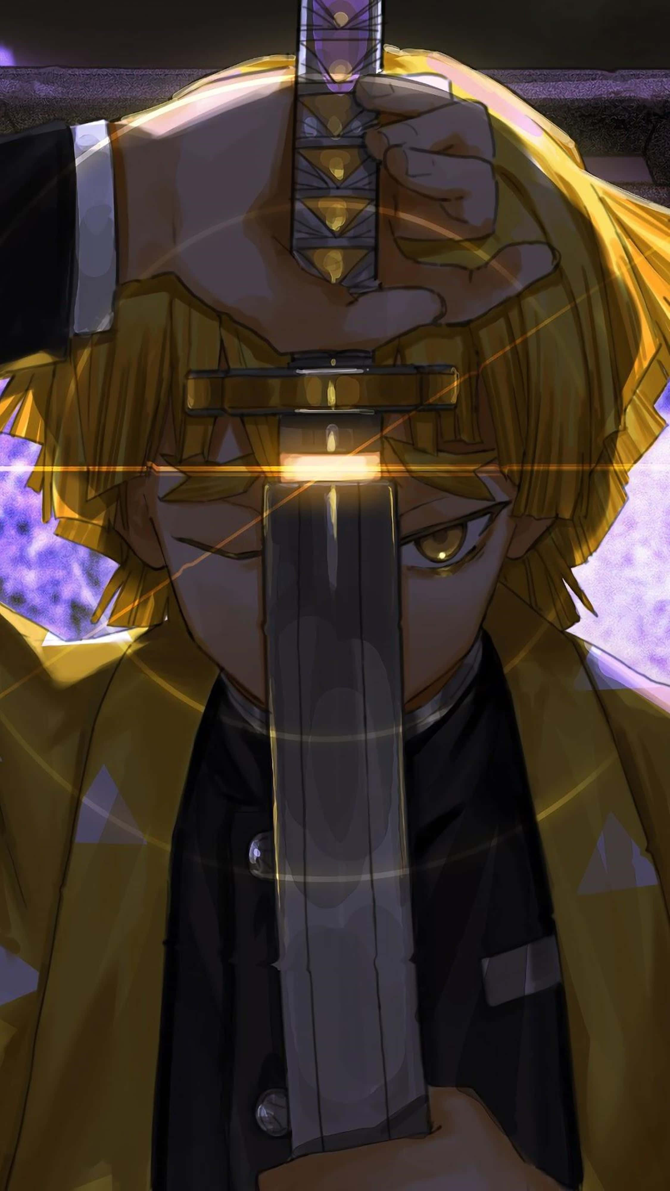 Demon Slayer, Zenitsu, golden hair, 4K Phone Wallpaper