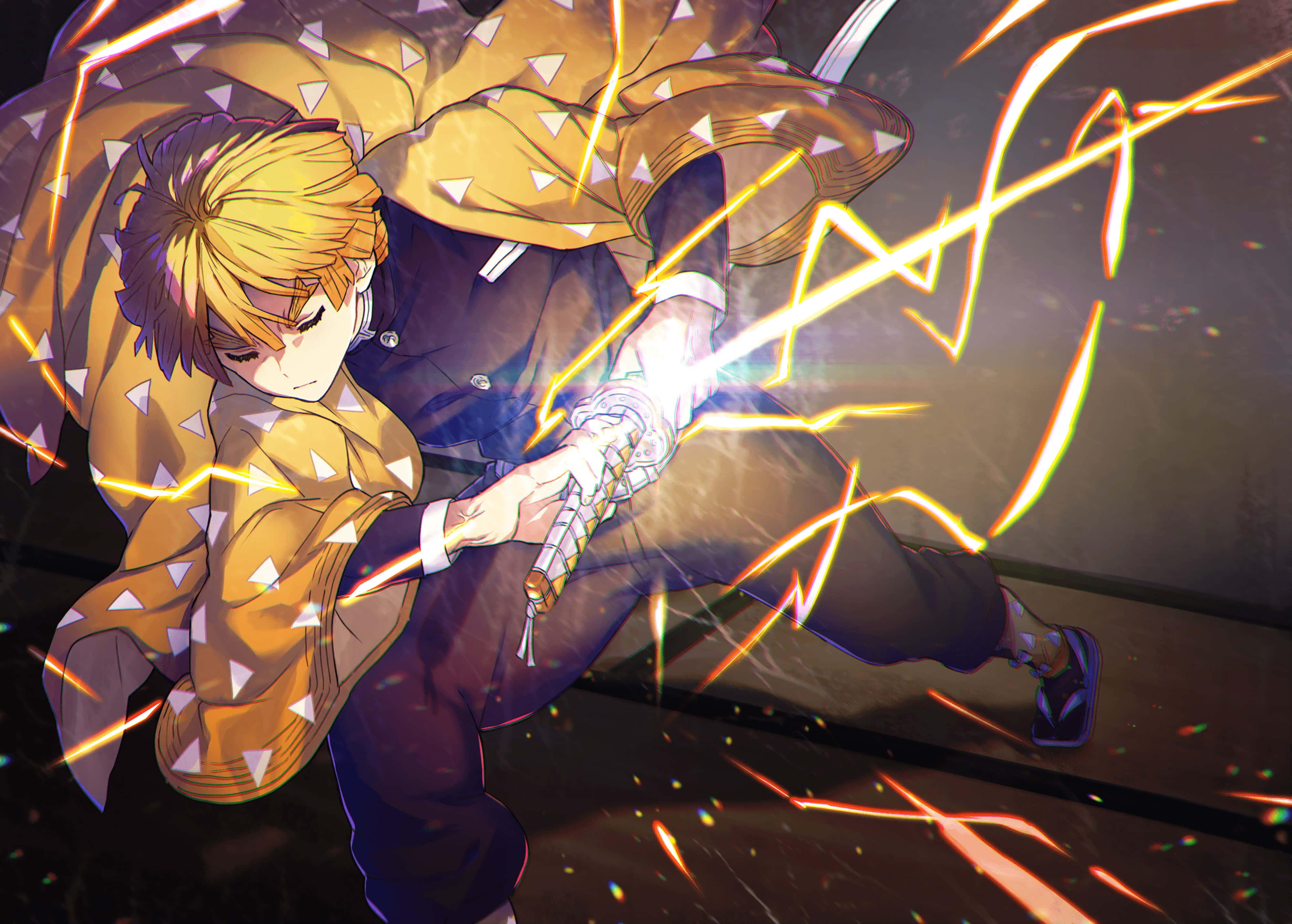 Demon Slayer, Zenitsu, 4K, 4K Desktop Wallpaper