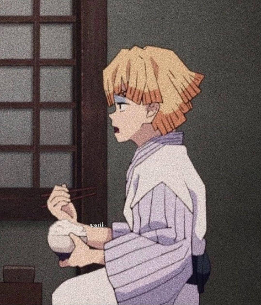 Zenitsu, Demon Slayer, blonde hair, SD Phone Wallpaper