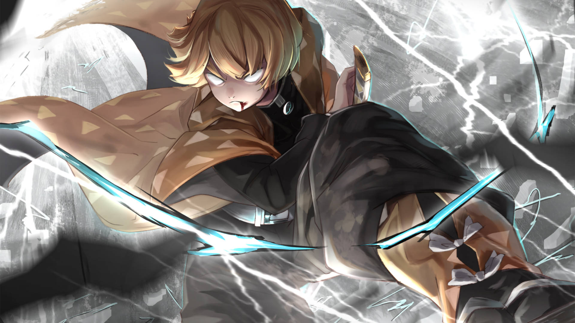 Demon Slayer, Zenitsu, blonde hair, Full HD Desktop Wallpaper