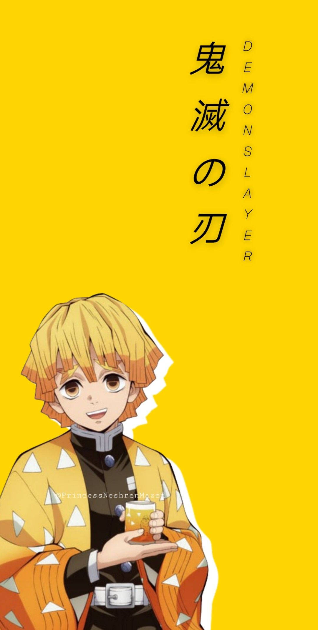 Zenitsu, Demon Slayer, yellow kimono, Full HD Phone Wallpaper