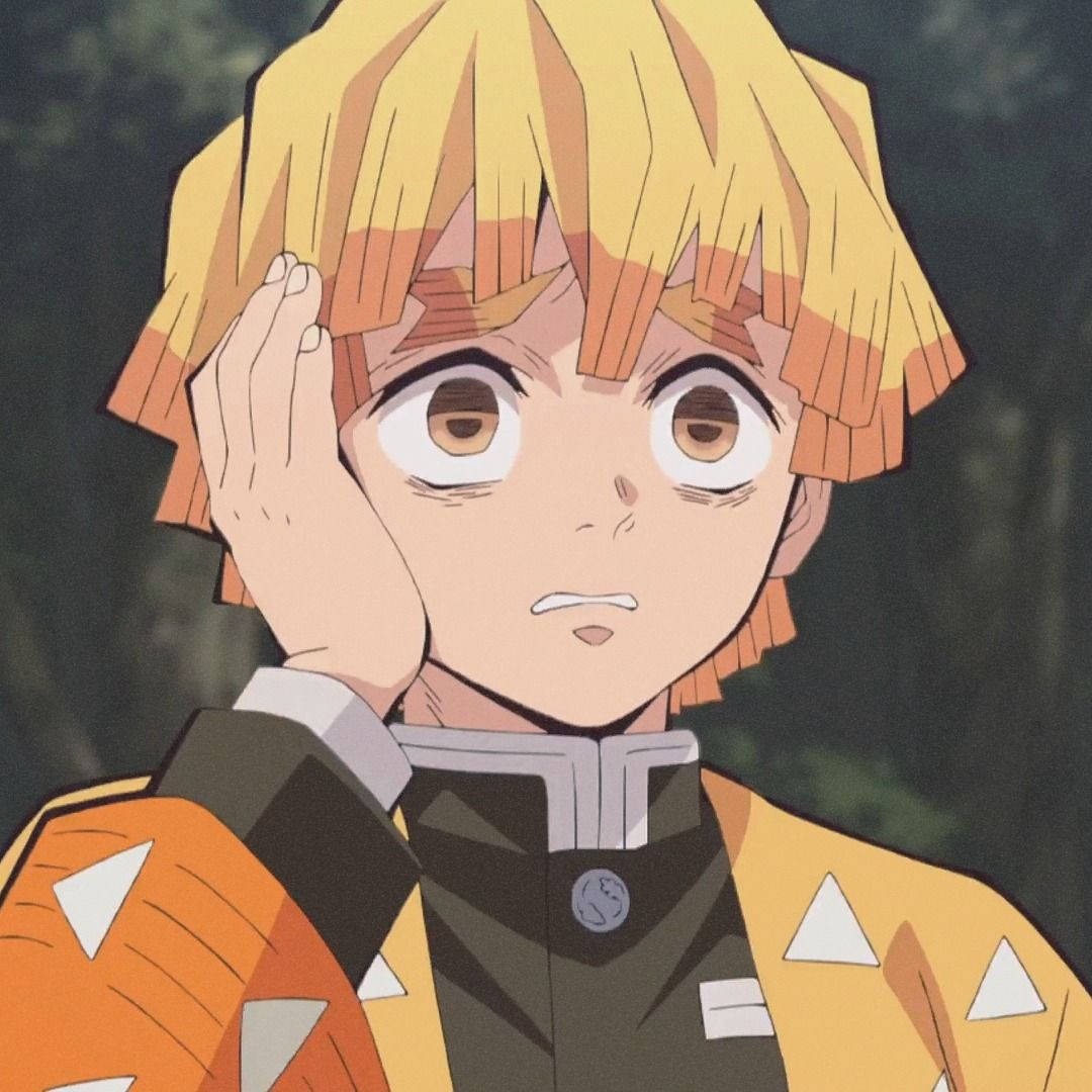 Demon Slayer, Zenitsu, spiky blonde hair, SD Desktop Wallpaper