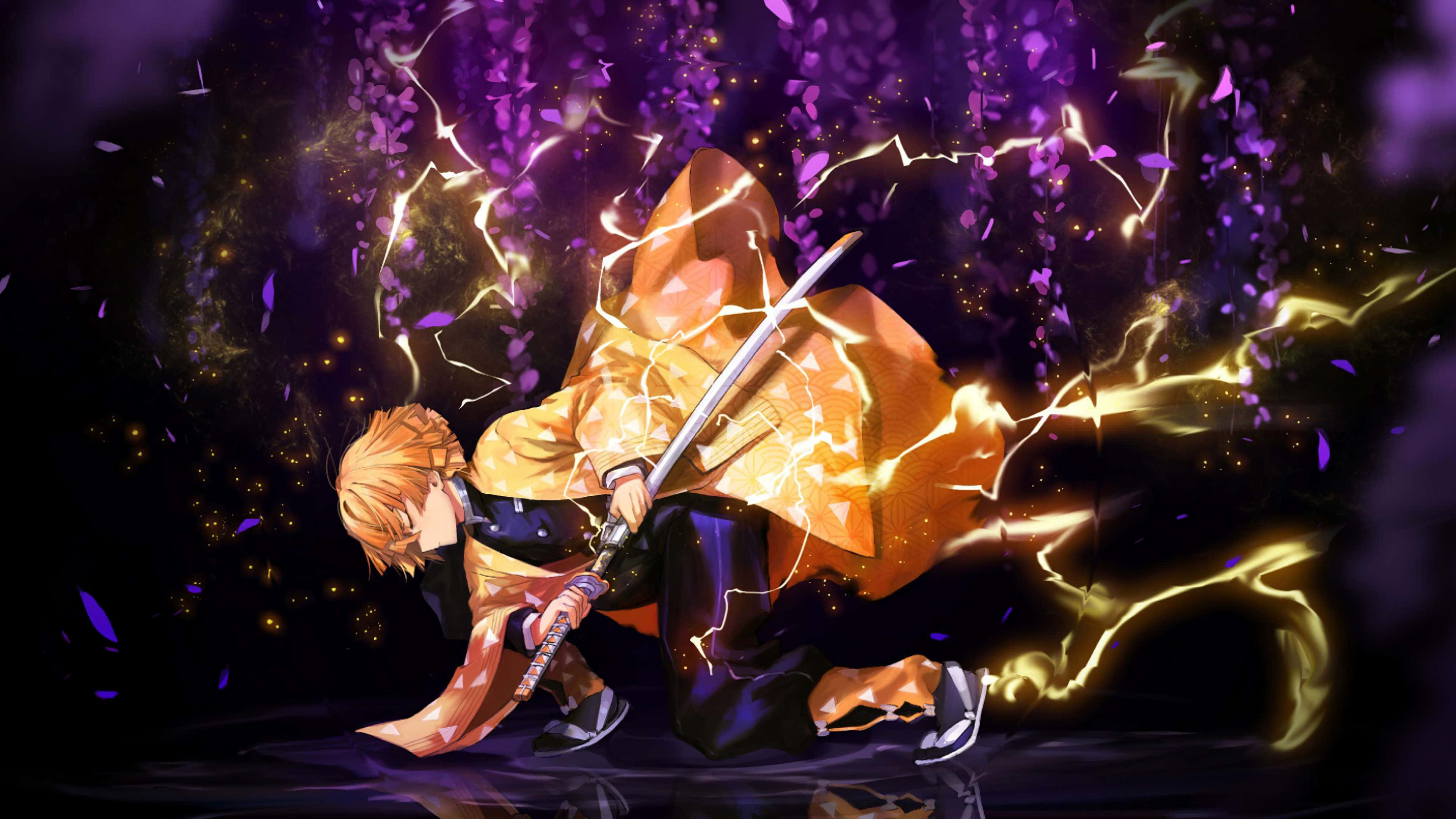 Demon Slayer, iPad, golden-haired anime warrior, 4K Desktop Wallpaper
