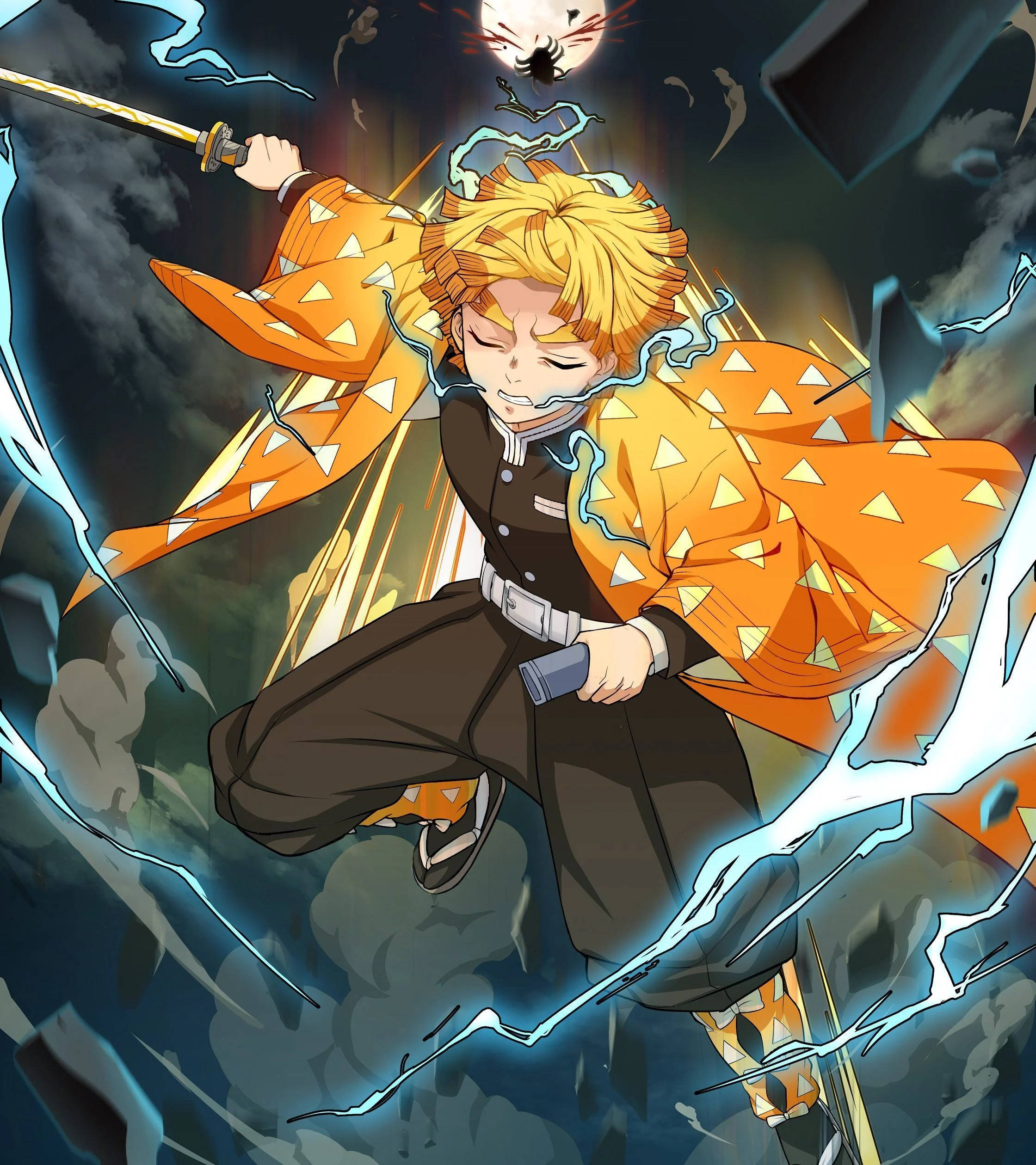 Demon Slayer, Zenitsu, golden hair, Full HD Phone Wallpaper